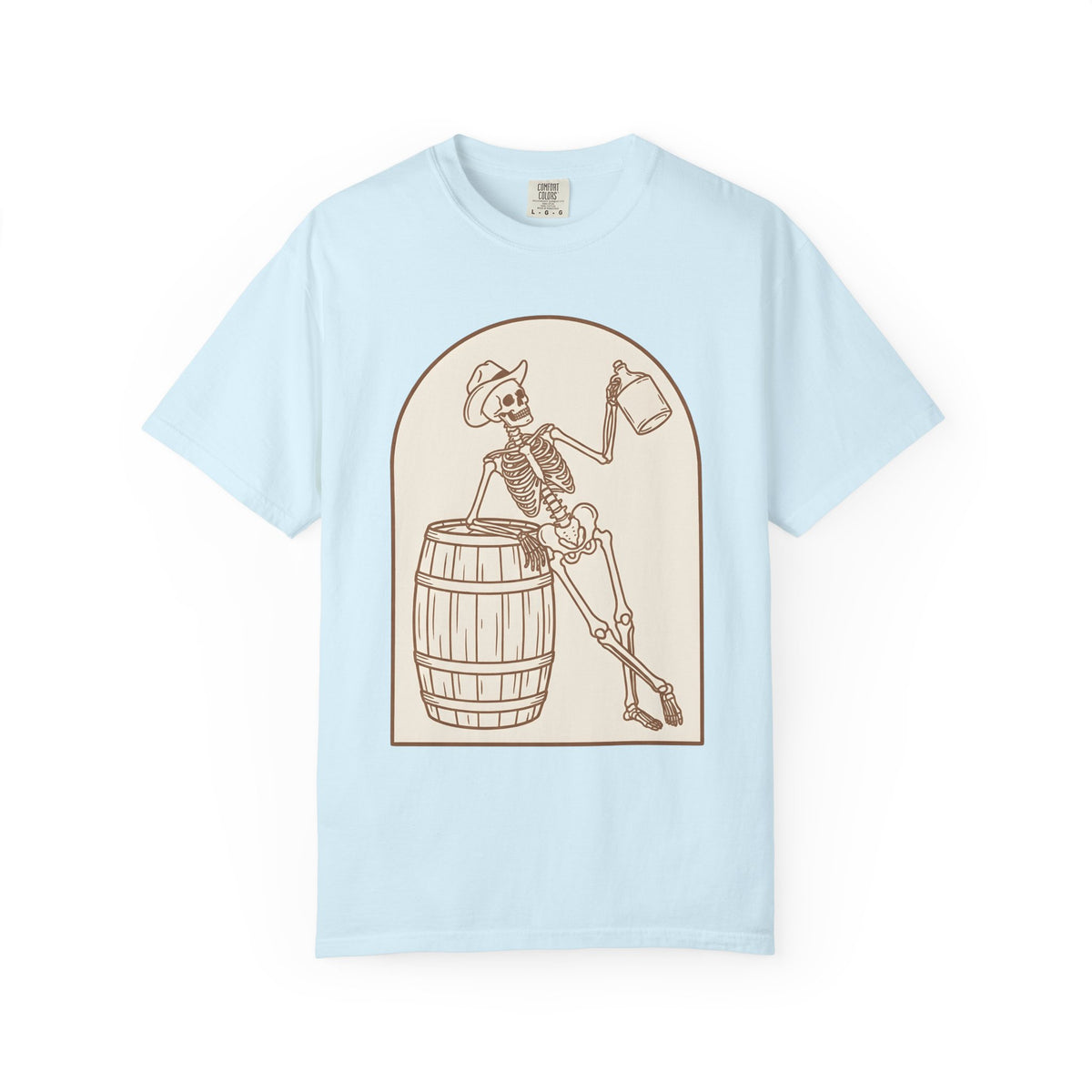 Western Skeleton Shirt Halloween Cowboy Gift Women Sketch Tee Skeleton T-Shirt Horror Fan Sketched Tshirt Rodeo Graphic Retro Whiskey Cask