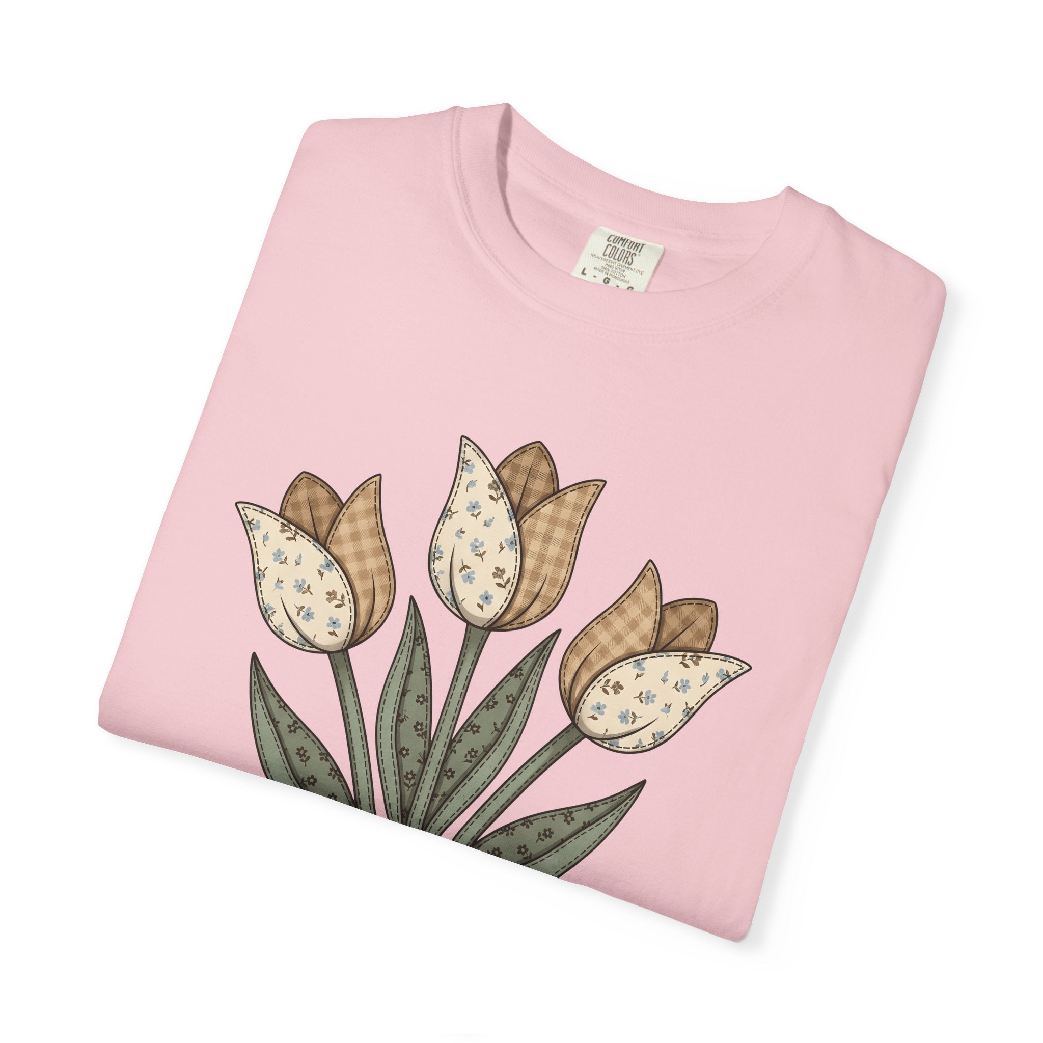 Tulip Flowers Shirt Easter Buds Gift Women Vintage Tee Tulips T-Shirt Spring Fan Distressed Tshirt Blossoms Graphic Shabby Chic Tie Tshirt