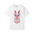 Pig Bunny Ears Shirt Easter Farm Animals Gift Women Hand Drawn Tee Piglet T-Shirt Easter Fan Swine Tshirt Livestock Graphic Line Art