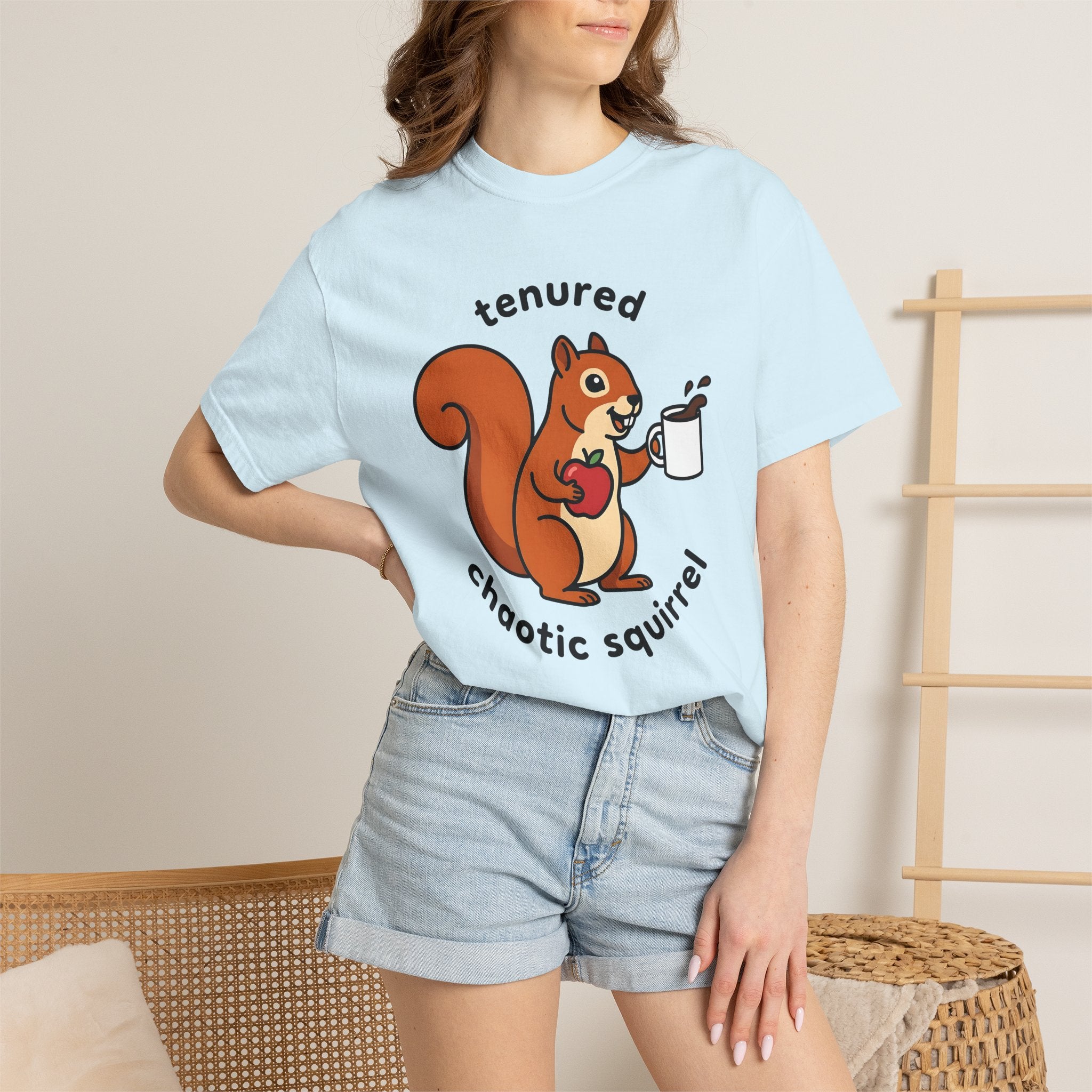 Squirrel Mocha Shirt Teachers Satire Gift Women Cartoonish Tee Coffee T-Shirt Educator Enthusiast Funny Tshirt Parody Graphic Vibrant Crisp