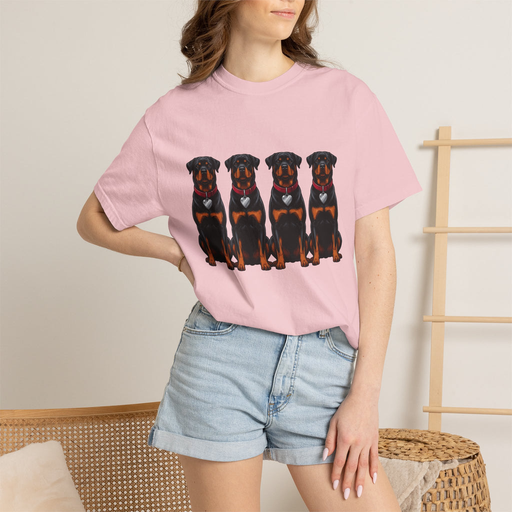 Rottweiler Puppies Shirt Dog Animals Gift Women Bold Design Tee Rottweiler T-Shirt Dog Fan Puppy Tshirt Wildlife Graphic Classic Heart