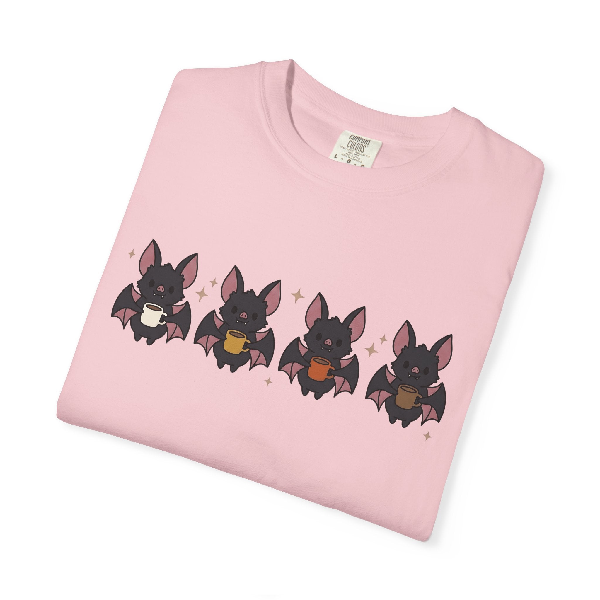 Bat Coffee Shirt Halloween Coffee Gift Women Kawaii Tee Coffee T-Shirt Horror Fan Cute Tshirt Java Graphic Cartoon Stars Tshirt