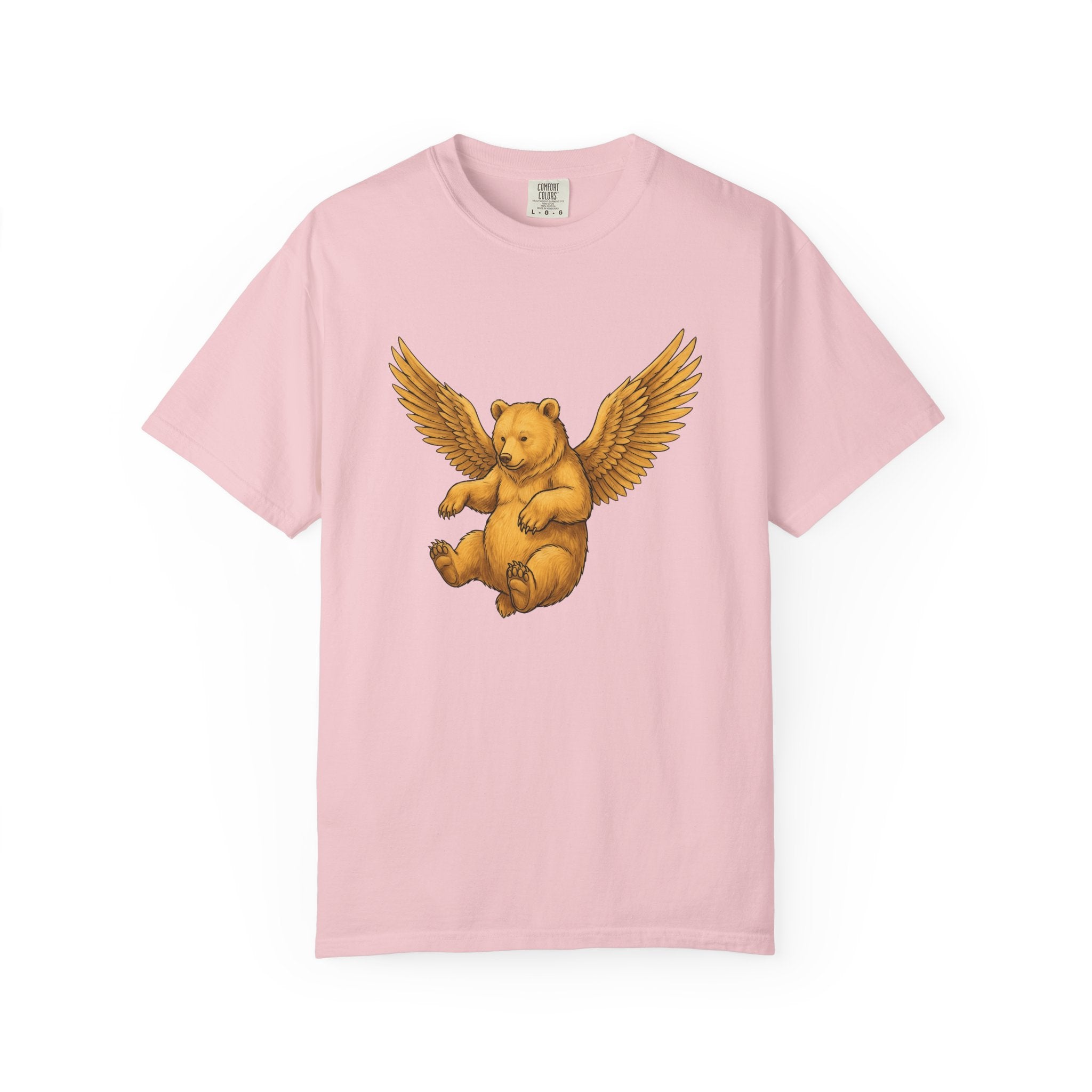 Angel Bear Shirt Animals Mythical Gift Women Line Art Tee Teddy Bear T-Shirt Creature Fan Fantasy Tshirt Mythical Graphic Rustic Quill