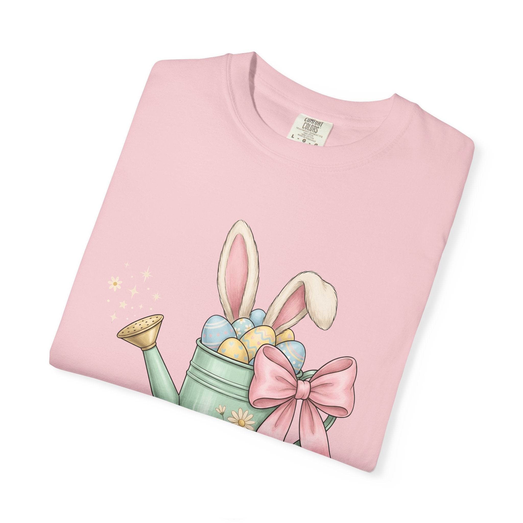 Rabbit Ear Flower Pot Shirt Easter Flora Gift Women Playful Tee Flowerpot T-Shirt Easter Fan Planter Tshirt Botanical Graphic Muted Tones