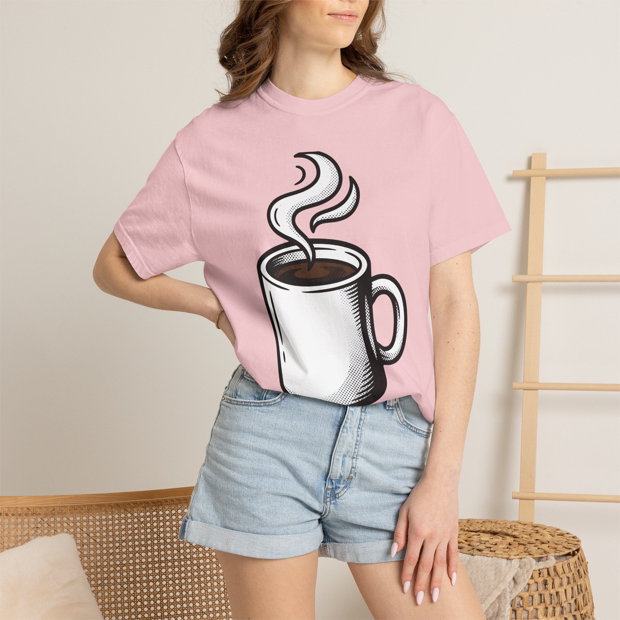 Java Mug Shirt Coffee Morning Gift Women Graphic Tee Mug T-Shirt Coffee Fan Caffeine Tshirt Morning Design Line Art Vapor Tshirt