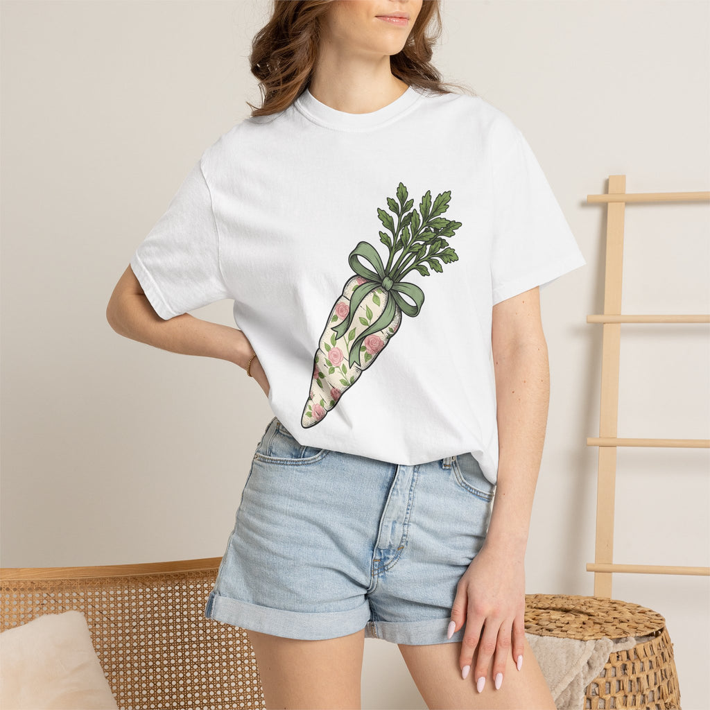 Bloom Carrot Shirt Easter Farming Gift Women Greenery Tee Carrot T-Shirt Spring Fan Foliage Tshirt Agricultural Graphic Hand Drawn Knot