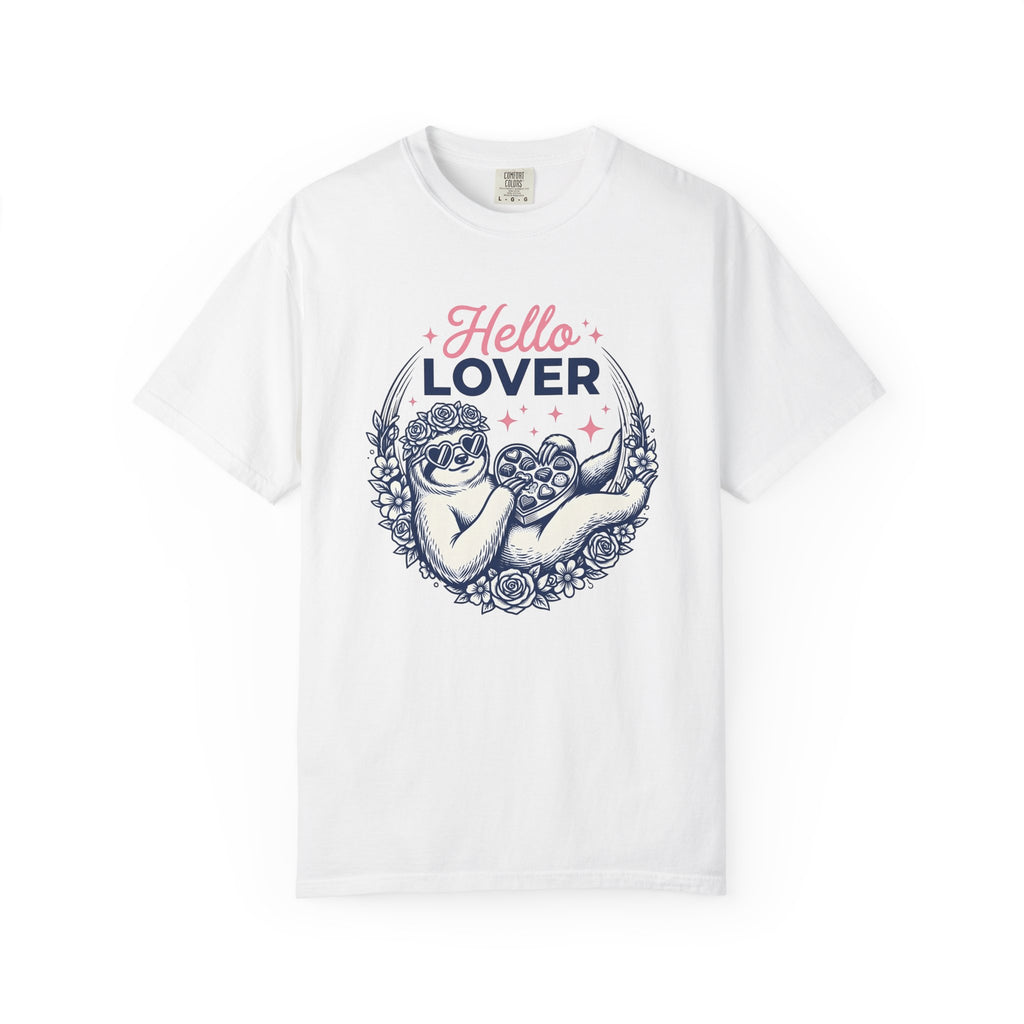 Sloth Holding Sweets Shirt Valentine Fauna Gift Women Playful Tee Sloth T-Shirt Cupid Fan Whimsical Tshirt Wildlife Graphic Old School Petal