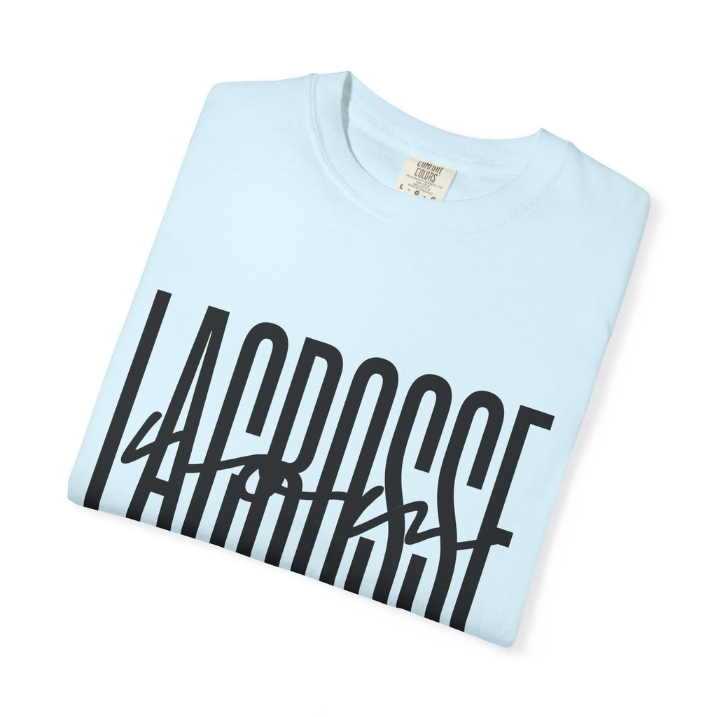 Lacrosse Text Shirt Lacrosse Sports Gift Women Bold Tee Lax T-Shirt Lacrosse Fan Typography Tshirt Athletic Graphic Minimalist Script Accent
