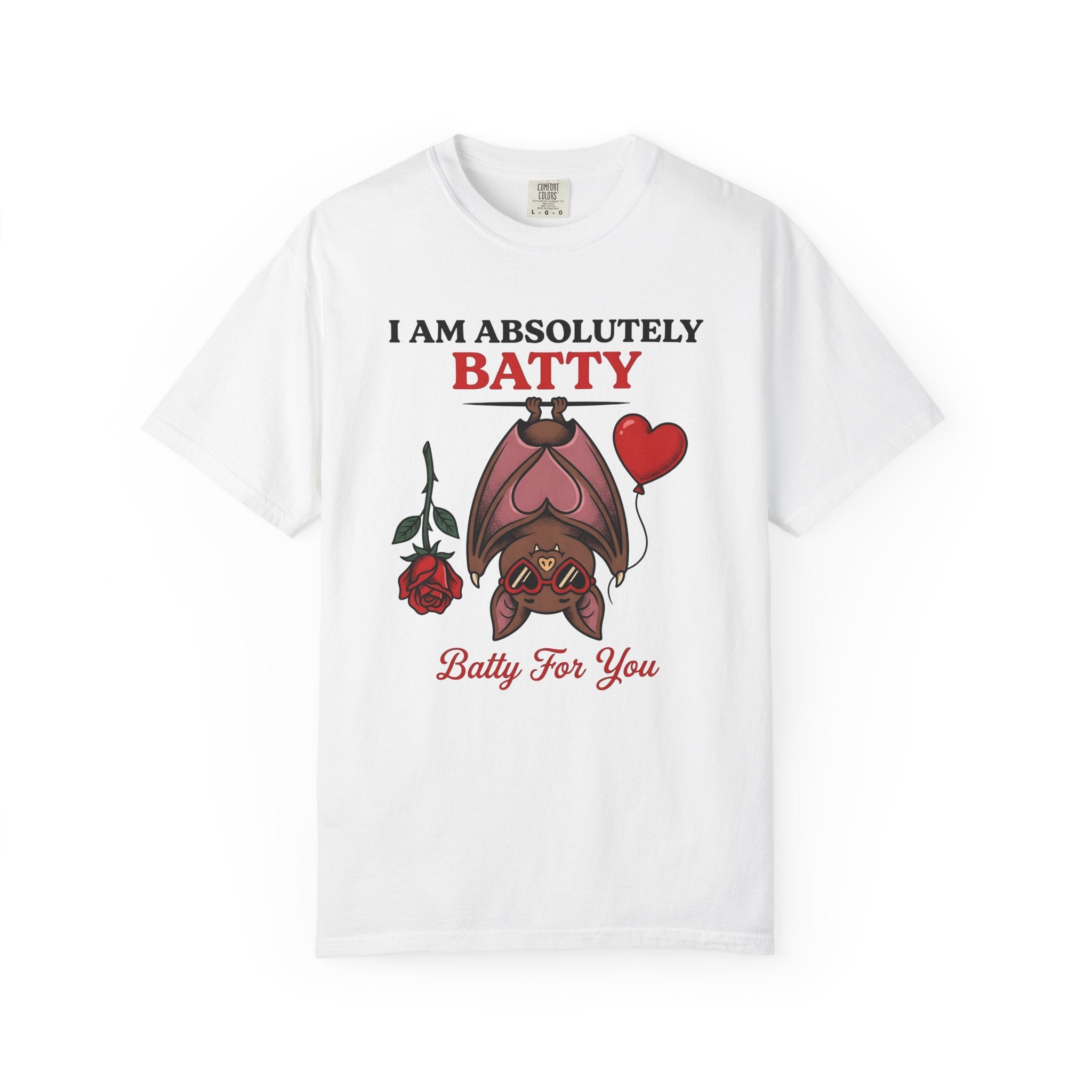 Bat Love Shirt Valentine Wildlife Gift Women Comic Tee Chiropteran T-Shirt Valentine Fan Cartoon Tshirt Animal Graphic Retro Flower Tshirt