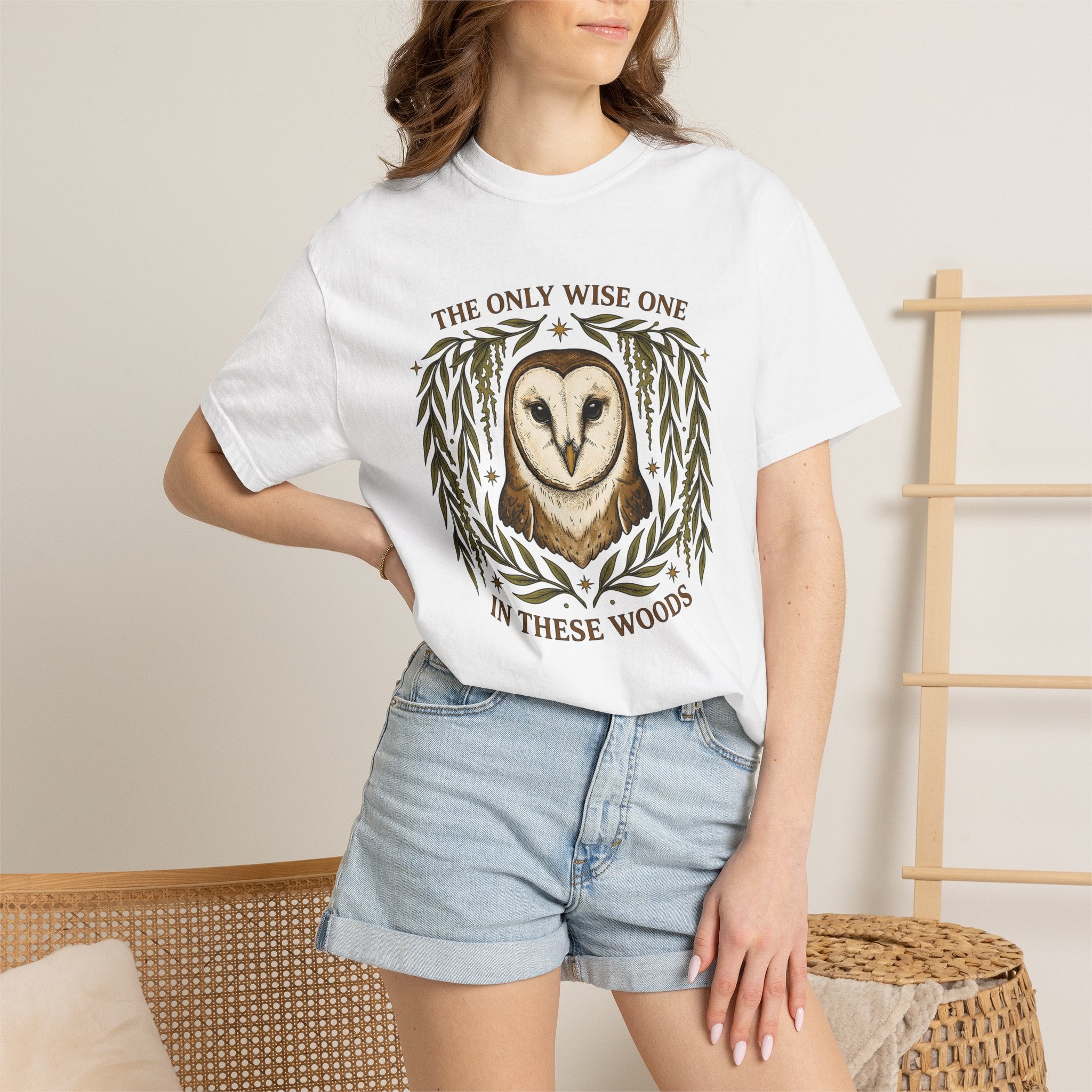 Barn Owl Shirt Cottagecore Forest Gift Women Garden Tee Owl T-Shirt Rustic Fan Cottage Tshirt Woods Graphic Antique Willow Sprigs Tshirt
