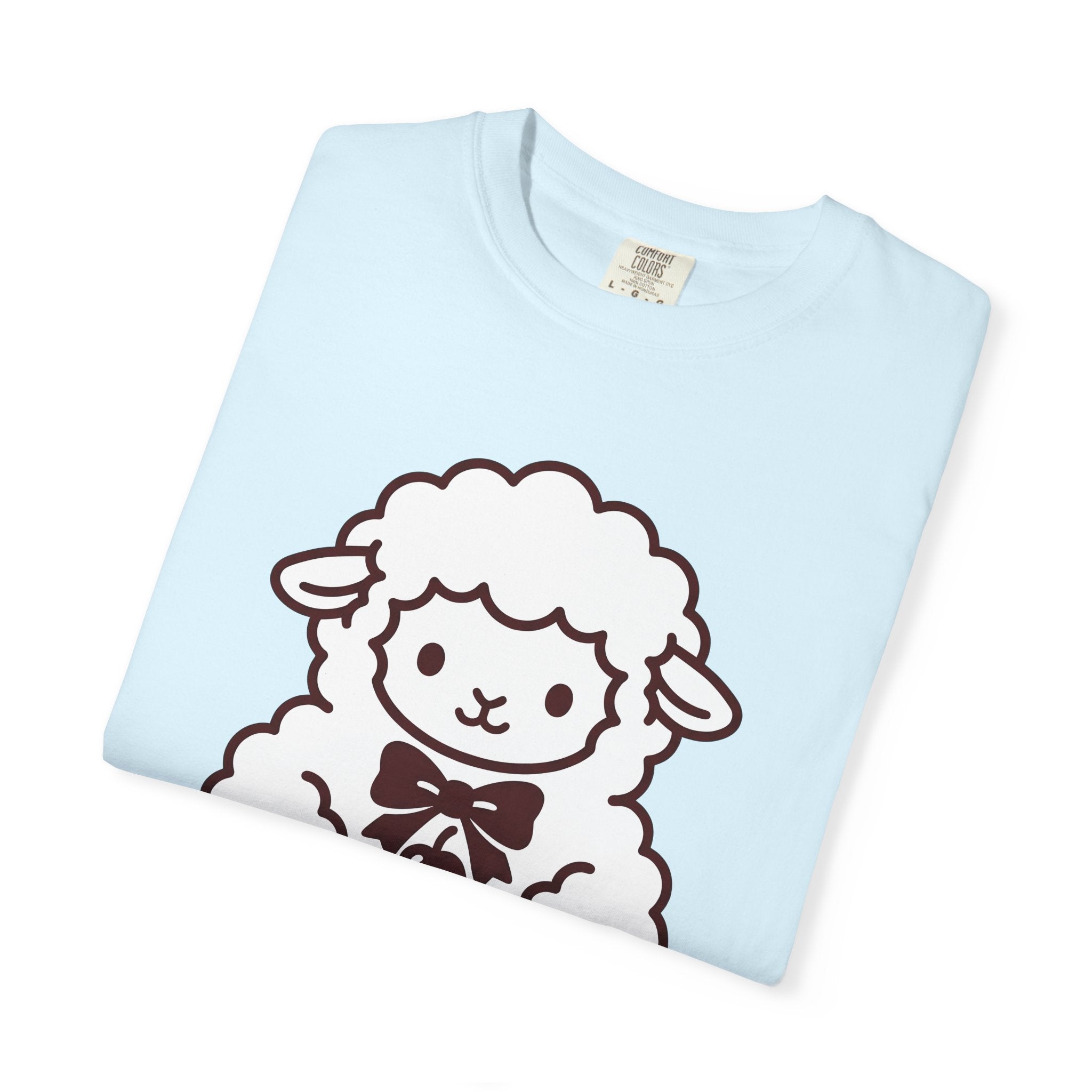 Lamb Dessert Shirt Cute Critter Gift Women Comic Tee Pastry T-Shirt Kawaii Fan Cartoon Tshirt Creature Graphic Sleek Knot Tshirt
