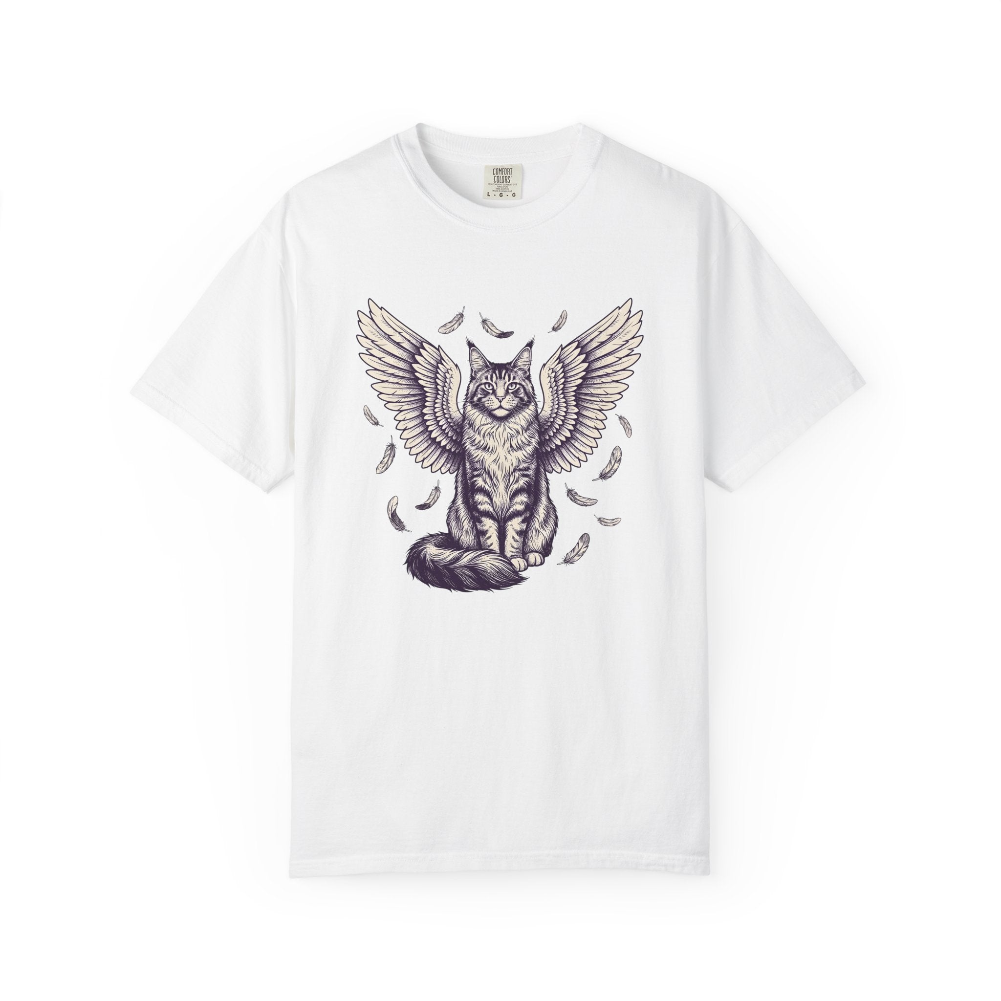 Guardian Cat Shirt Cat Magical Gift Women Cartoon Tee Kitty T-Shirt Feline Fan Comic Tshirt Mystical Graphic Distressed Quills Tshirt