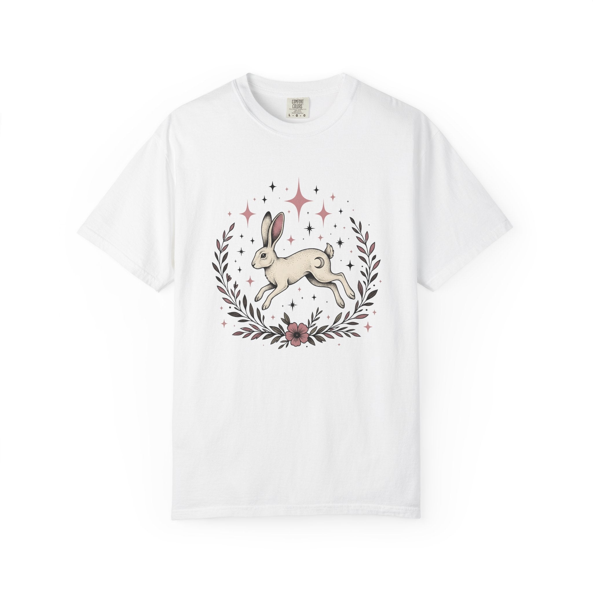 Hare Drawing Shirt Cute Pets Gift Women Folk Art Tee Rabbit T-Shirt Adorable Fan Bunny Graphic Tshirt Shabby Chic Bloom Tshirt
