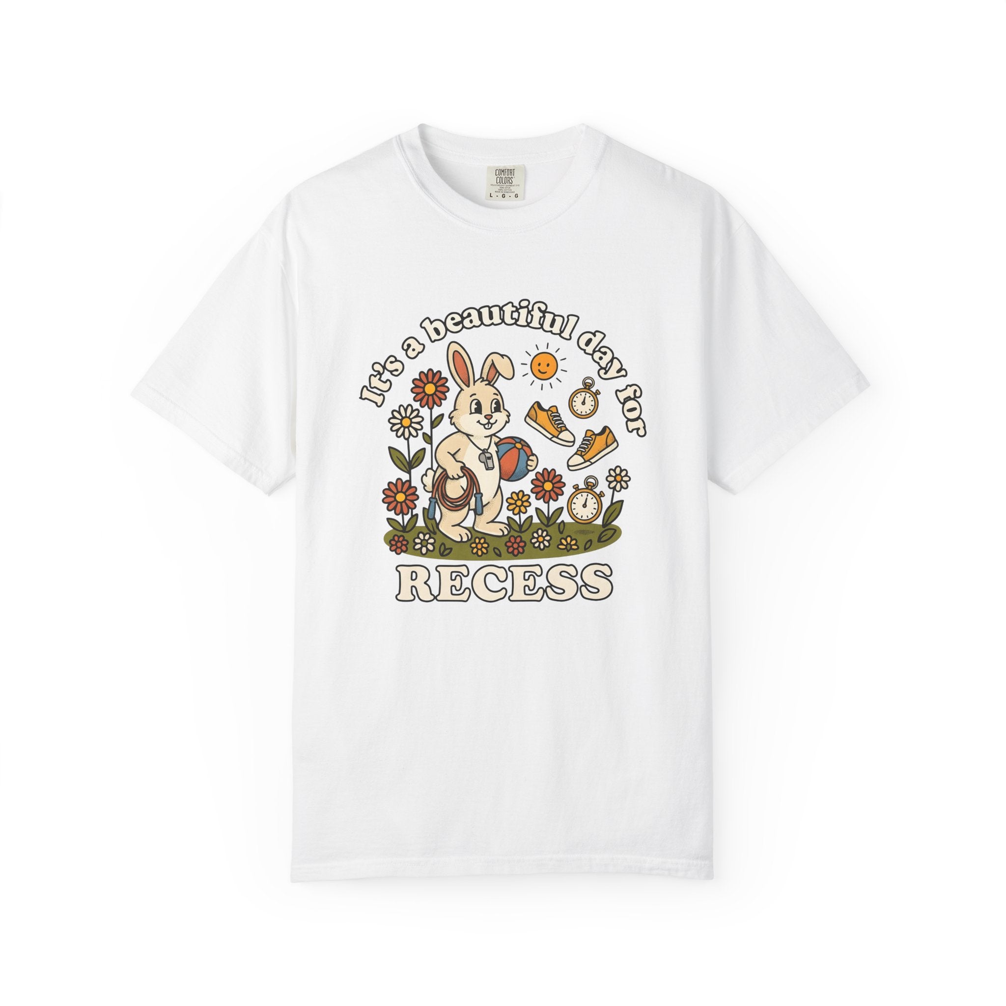 Bunny Coach Shirt Teacher School Gift Women Cartoon Tee Rabbit Coach T-Shirt Educator Enthusiast Toon Tshirt Classroom Graphic Retro Flowers