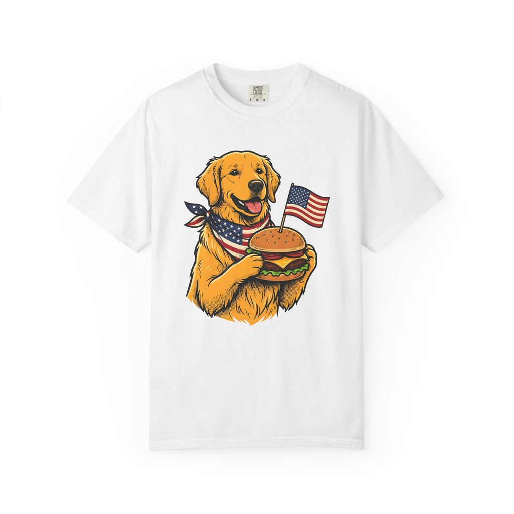 Golden Retriever Shirt America/4th Of July Animal Gift Women Comic Tee Retriever T-Shirt Patriot Fan Cartoon Tshirt Creature Graphic Hand