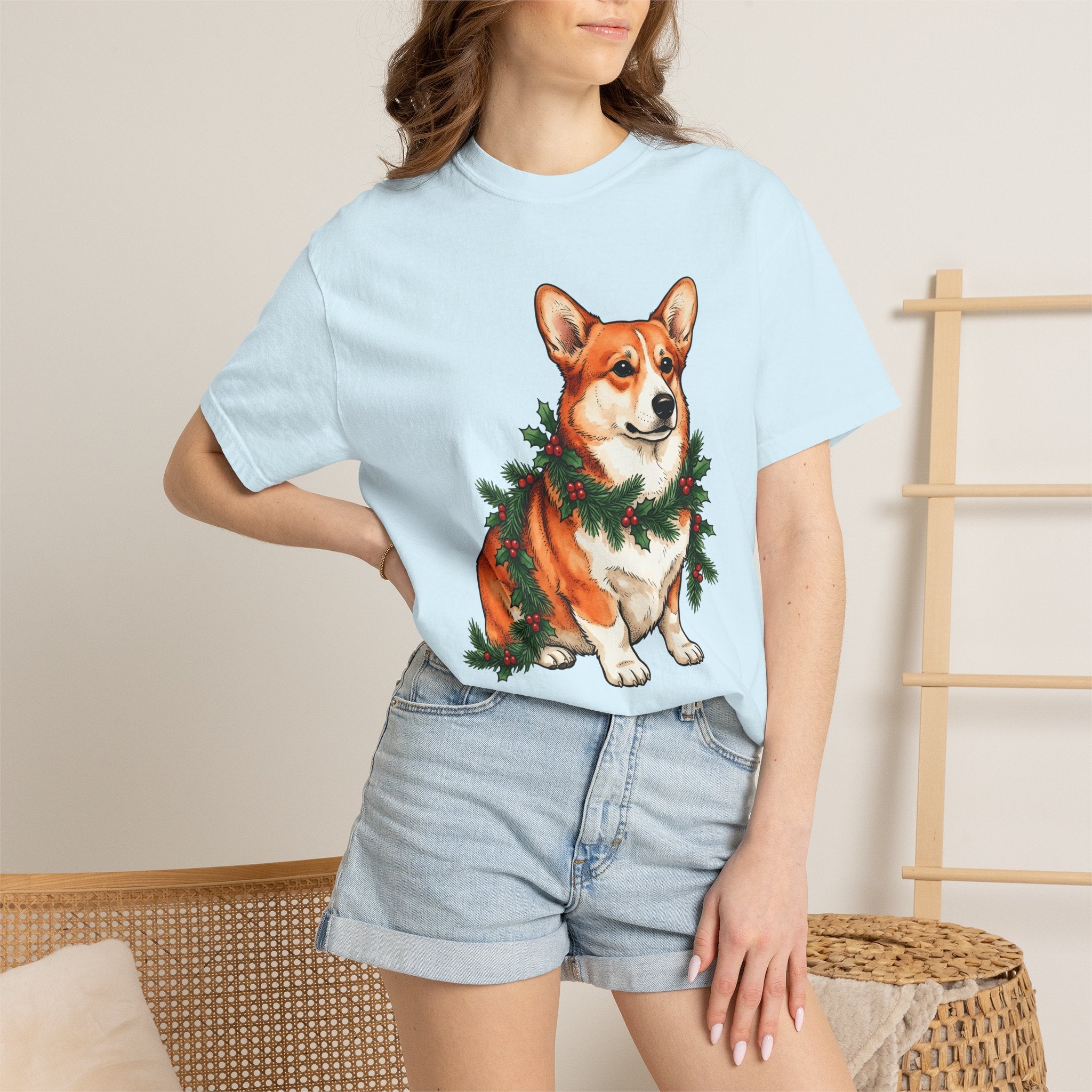Corgi Shirt Christmas Puppy Gift Women Illustration Tee Pembroke Welsh Corgi T-Shirt Xmas Fan Holiday Tshirt Dog Graphic Doodle Christmas