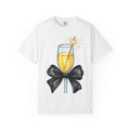 Champagne Flute Shirt Holiday Festive Gift Women Hand Painted Tee Champagne Glass T-Shirt Christmas Fan Painted Tshirt Celebration Graphic