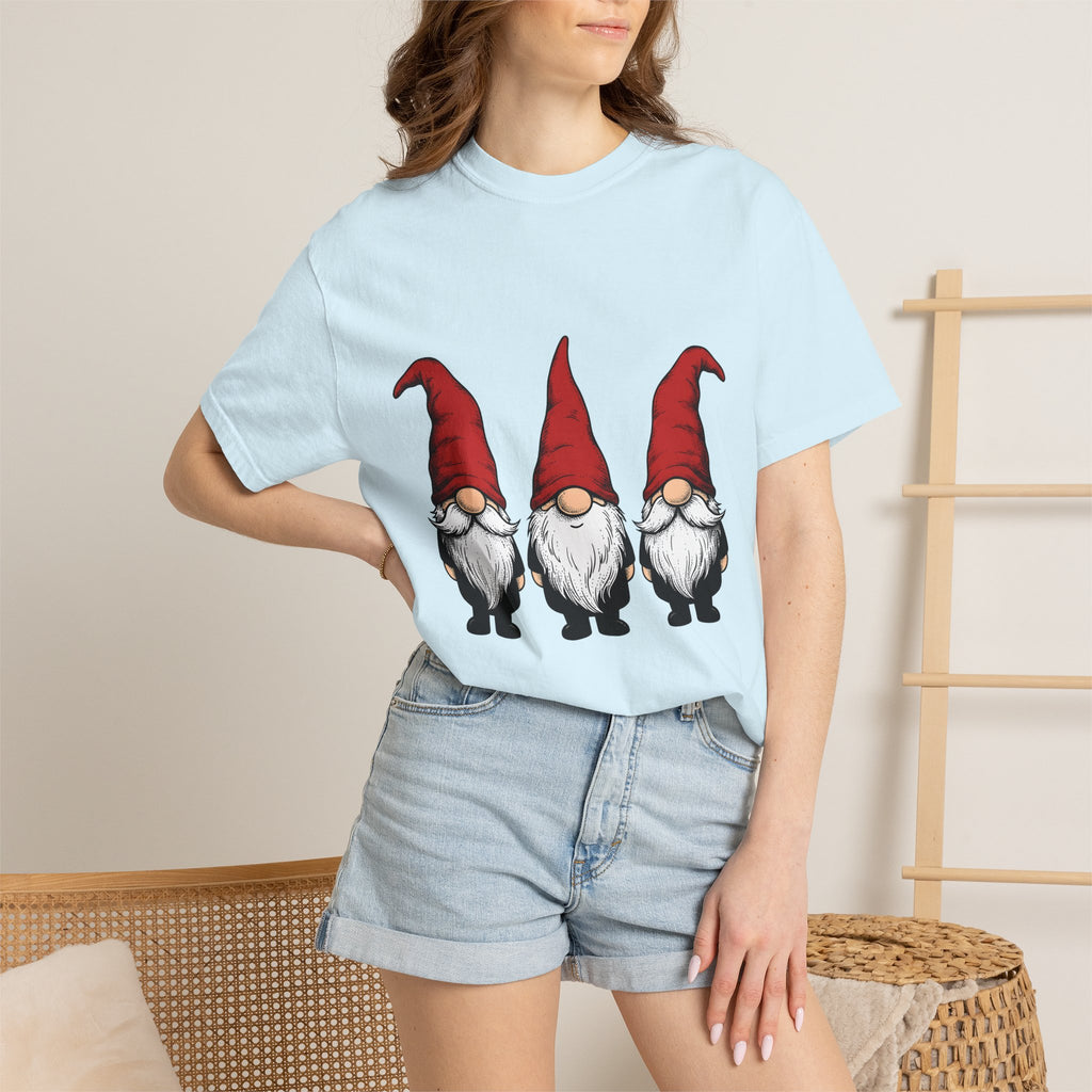 Gnome Collection Shirt Christmas Celebration Gift Women Cartoon Tee Dwarf T-Shirt Noel Fan Caricature Tshirt Party Graphic Sketch Crimson