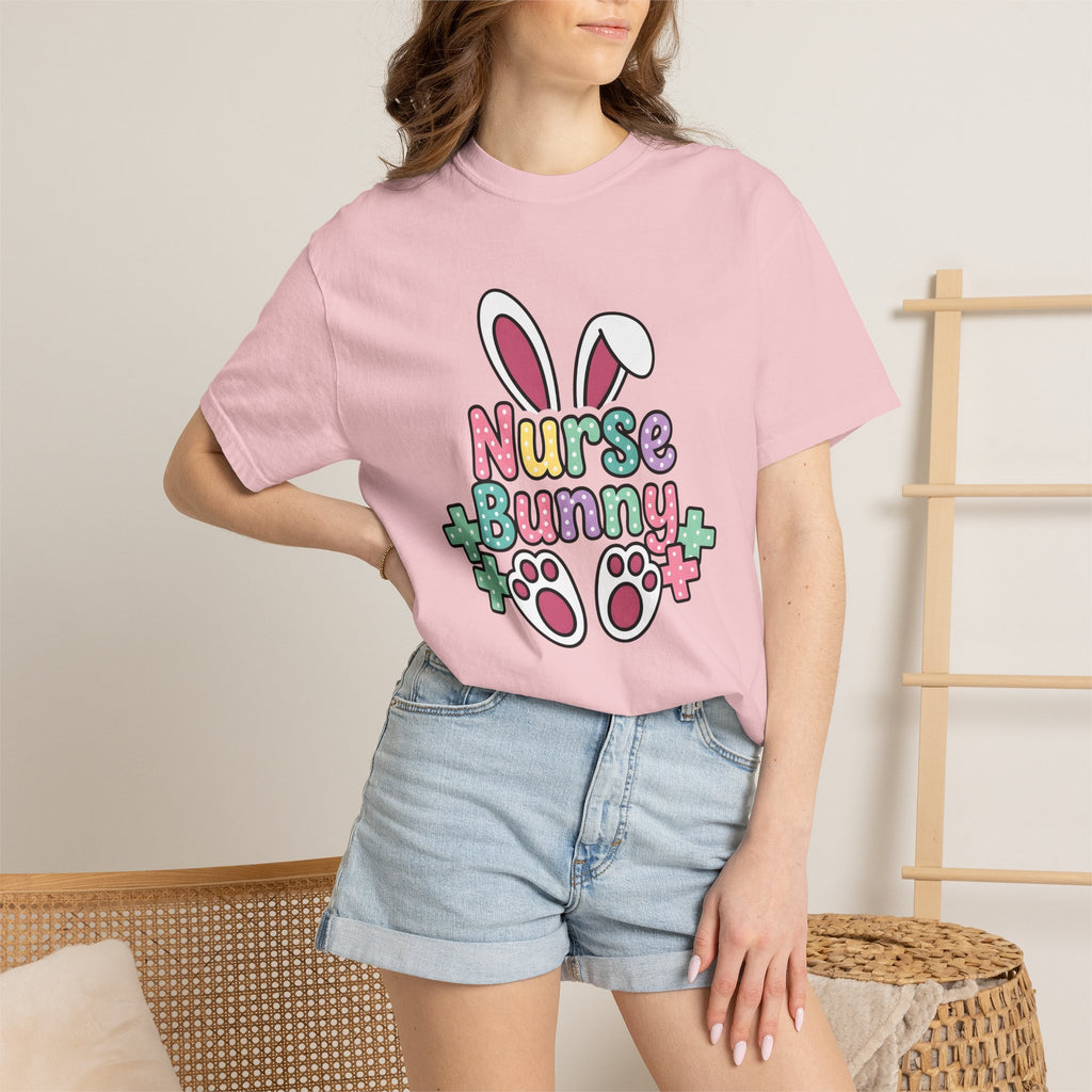 Rabbit Ears Shirt Easter Healthcare Gift Women Kawaii Tee Bunny Ears T-Shirt Easter Fan Nurse Graphic Tshirt Fun Paw Marks Tshirt