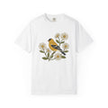 Goldfinch Bird Shirt Animals & Flowers Outdoors Gift Women Garden Tee Finch T-Shirt Wildlife Fan Botanical Tshirt Nature Graphic Line Art
