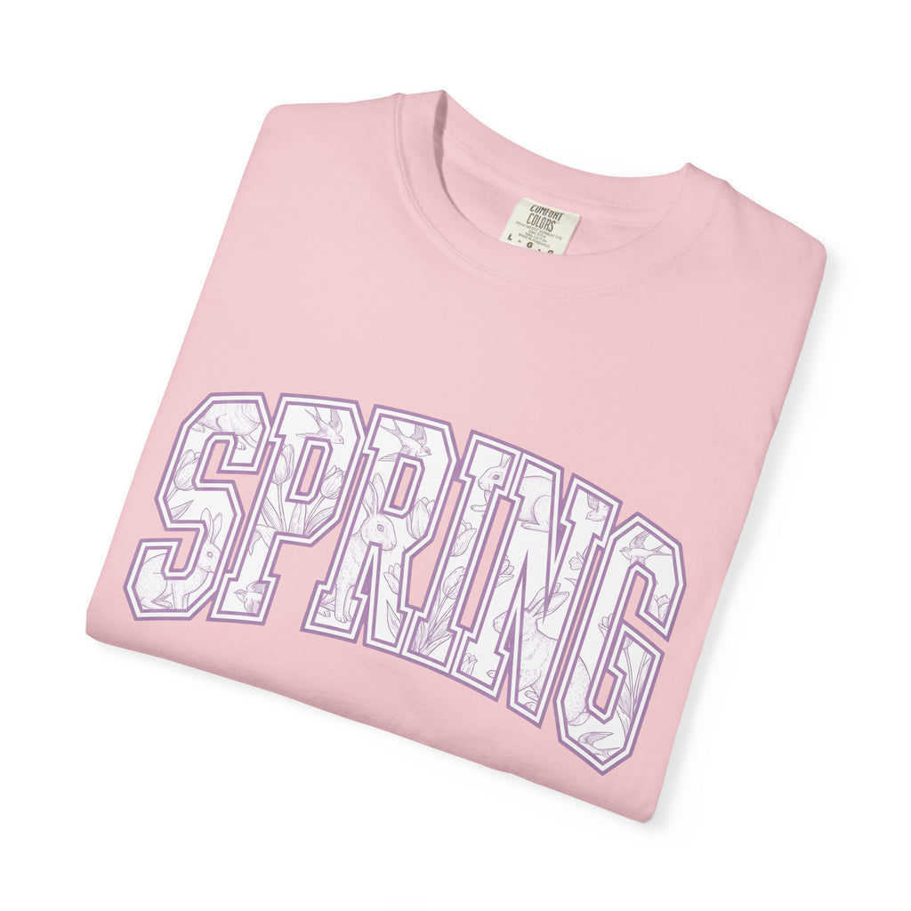 Rabbit Flower Design Shirt Spring Outdoors Gift Women Retro Tee Floral T-Shirt Springtime Fan Vintage Tshirt Nature Graphic Sketch Songbird