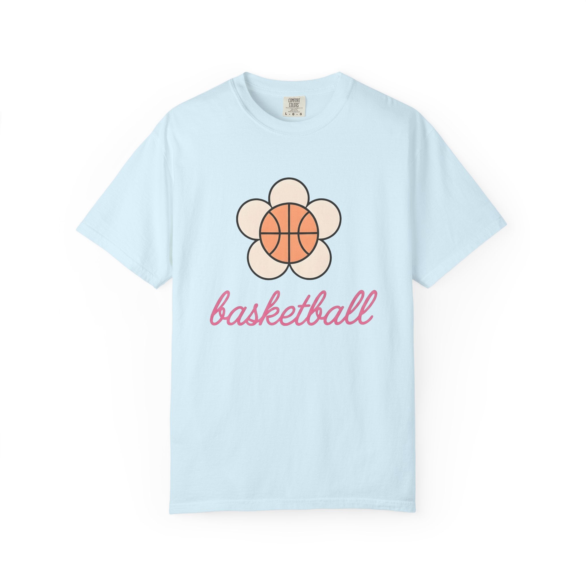 Basketball Petal Shirt Basketball Garden Gift Women Flat Tee Flower T-Shirt Basketball Fan Minimalist Tshirt Gardening Graphic Old School
