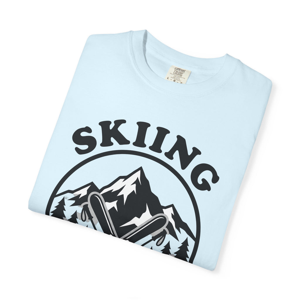 Crossed Skis Shirt Skiing Adventure Gift Women Bold Graphic Tee Skis T-Shirt Snowboarder Enthusiast Graphic Tshirt Thrill Seeker Graphic