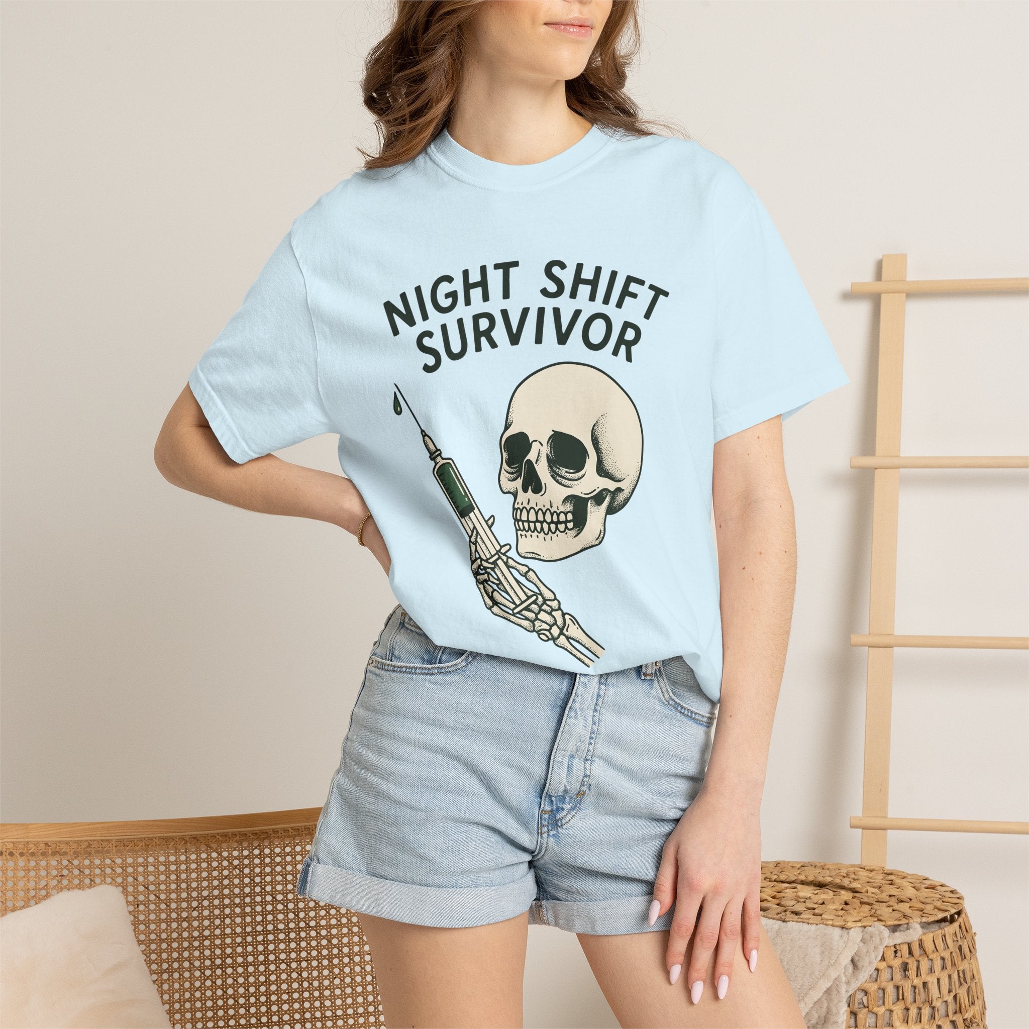 Skull Needle Shirt Nurses Fall Gift Women Traditional Tee Sewing T-Shirt Nurse Enthusiast Classic Tshirt Autumn Graphic Retro Bony Hand