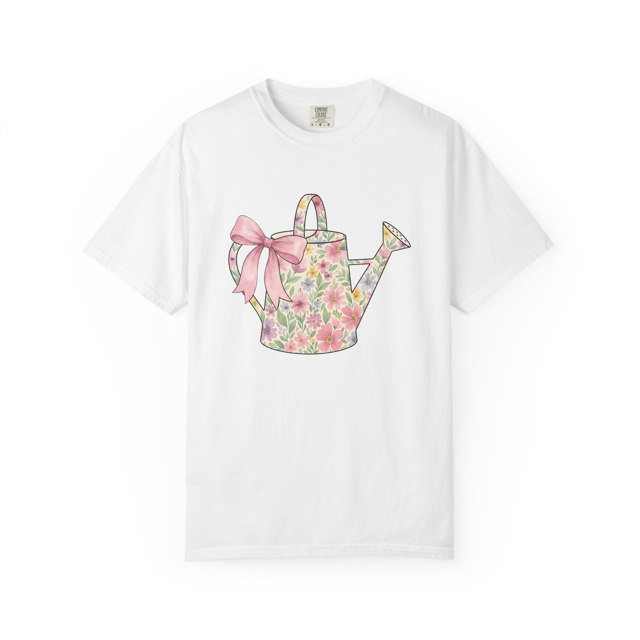 Floral Watering Can Shirt Easter Spring Gift Women Watercolor Tee Watering Can T-Shirt Easter Fan Watercolour Tshirt Spring Design Hand