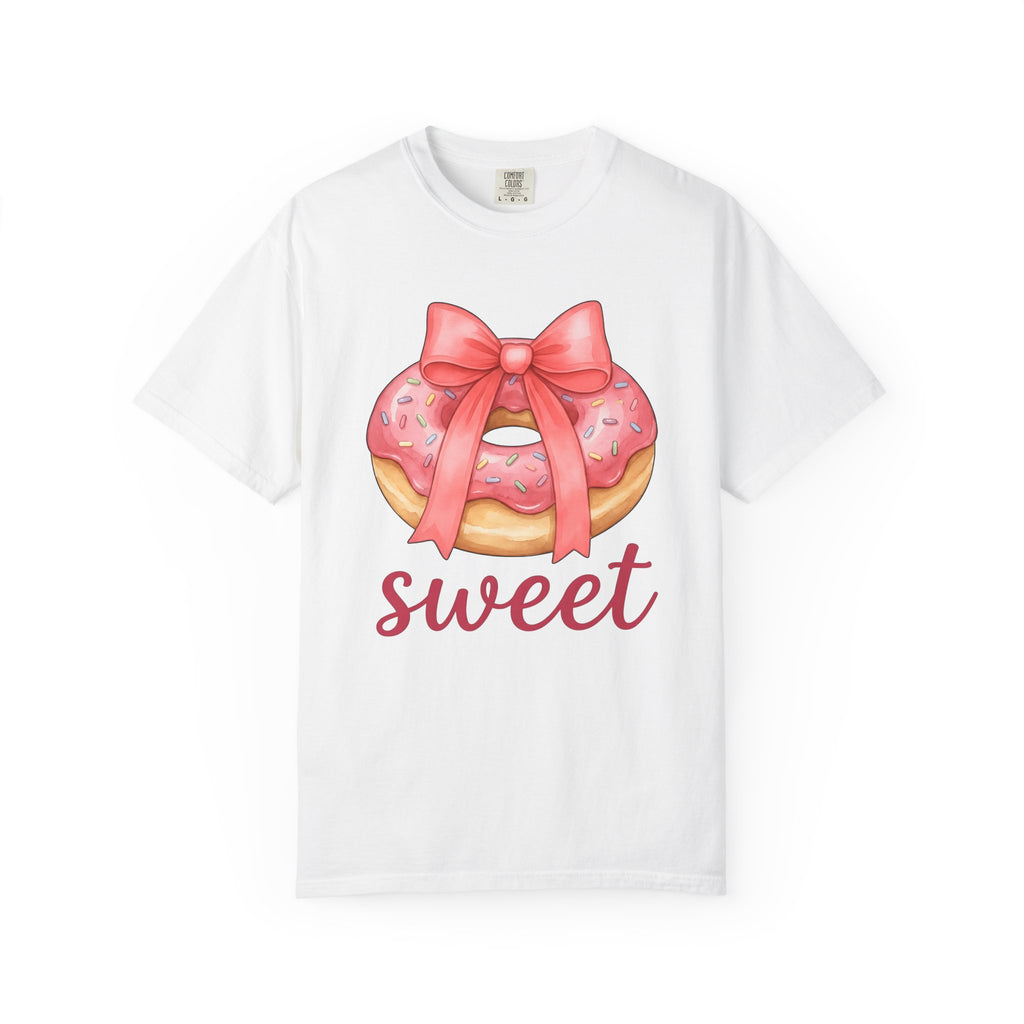 Sprinkle Donut Bow Shirt Desserts Confectionery Gift Women Brush Stroke Tee Donut T-Shirt Pastry Fan Watercolor Tshirt Candy Graphic