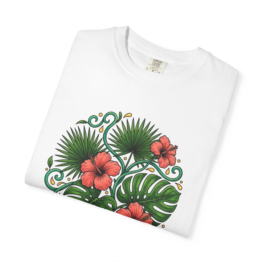Tropical Blooms Shirt Floral Plants Gift Women Floral Illustration Tee Tropical Flowers T-Shirt Flower Fan Botanical Tshirt Foliage Graphic