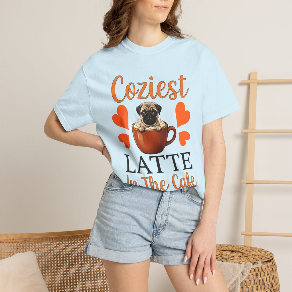 Pug Coffee Cup Shirt Dog Coffee Gift Women Cute Tee Coffee Mug T-Shirt Dog Fan Coffee Cup Tshirt Caffee Graphic Retro Hearts Tshirt