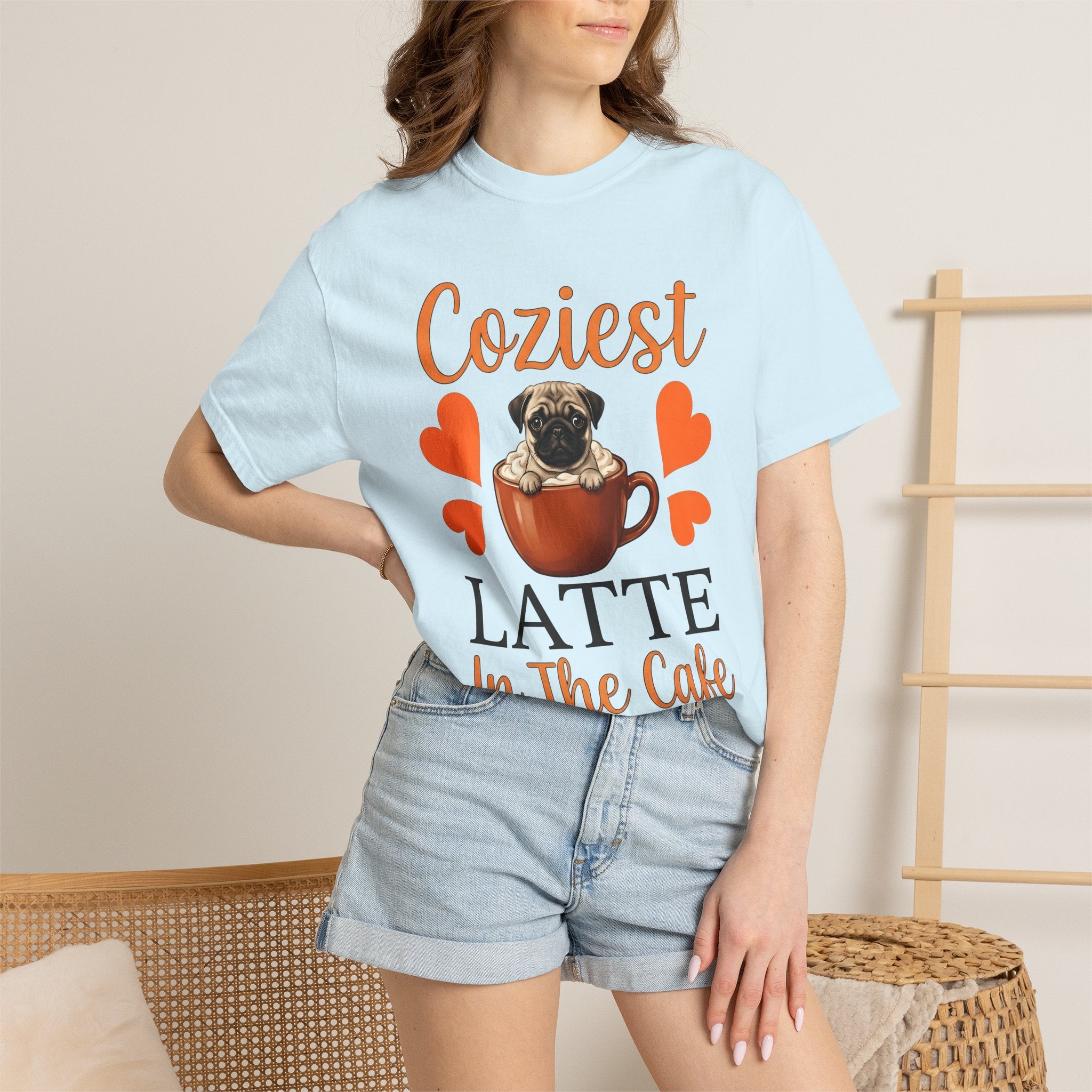 Pug Coffee Cup Shirt Dog Coffee Gift Women Cute Tee Coffee Mug T-Shirt Dog Fan Coffee Cup Tshirt Caffee Graphic Retro Hearts Tshirt