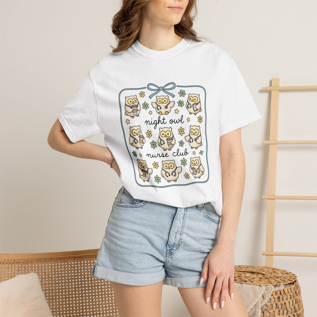 Nurse Owl Shirt Nurses Animal Gift Women Kawaii Tee Owl T-Shirt Nursing Enthusiast Cute Tshirt Wildlife Graphic Hand Drawn Coffee Cup Tshirt
