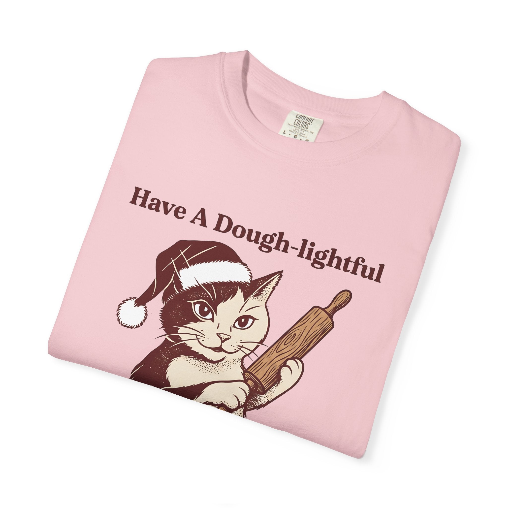 Kitty Santa Hat Shirt Cat Holiday Gift Women Retro Tee Cat Lady T-Shirt Cat Fan Vintage Tshirt Christmas Graphic Sketch Pastry Roller Tshirt