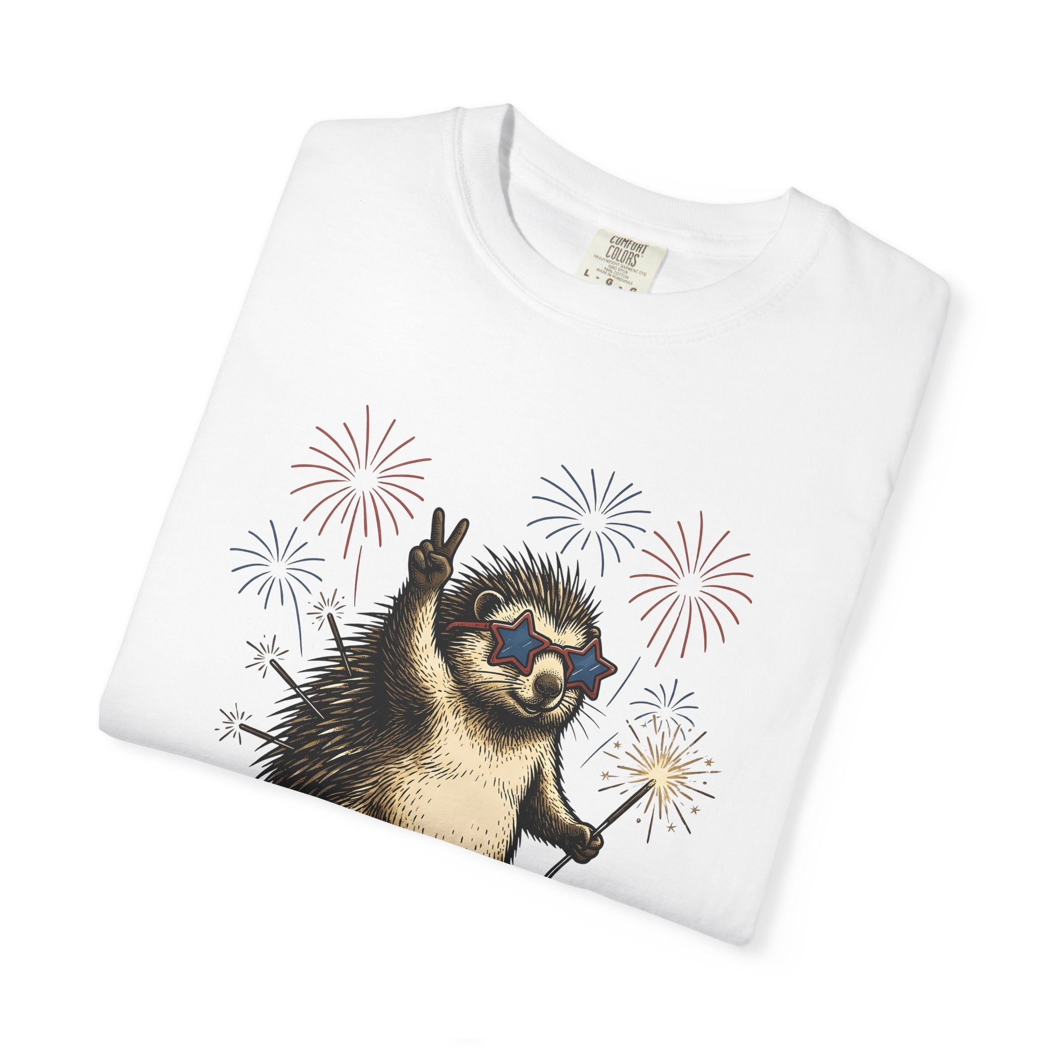 Porcupine Shirt 4th Of July Independence Gift Women Classic Tee Quill T-Shirt Patriotic Fan Retro Tshirt Liberty Graphic Doodle Fireworks