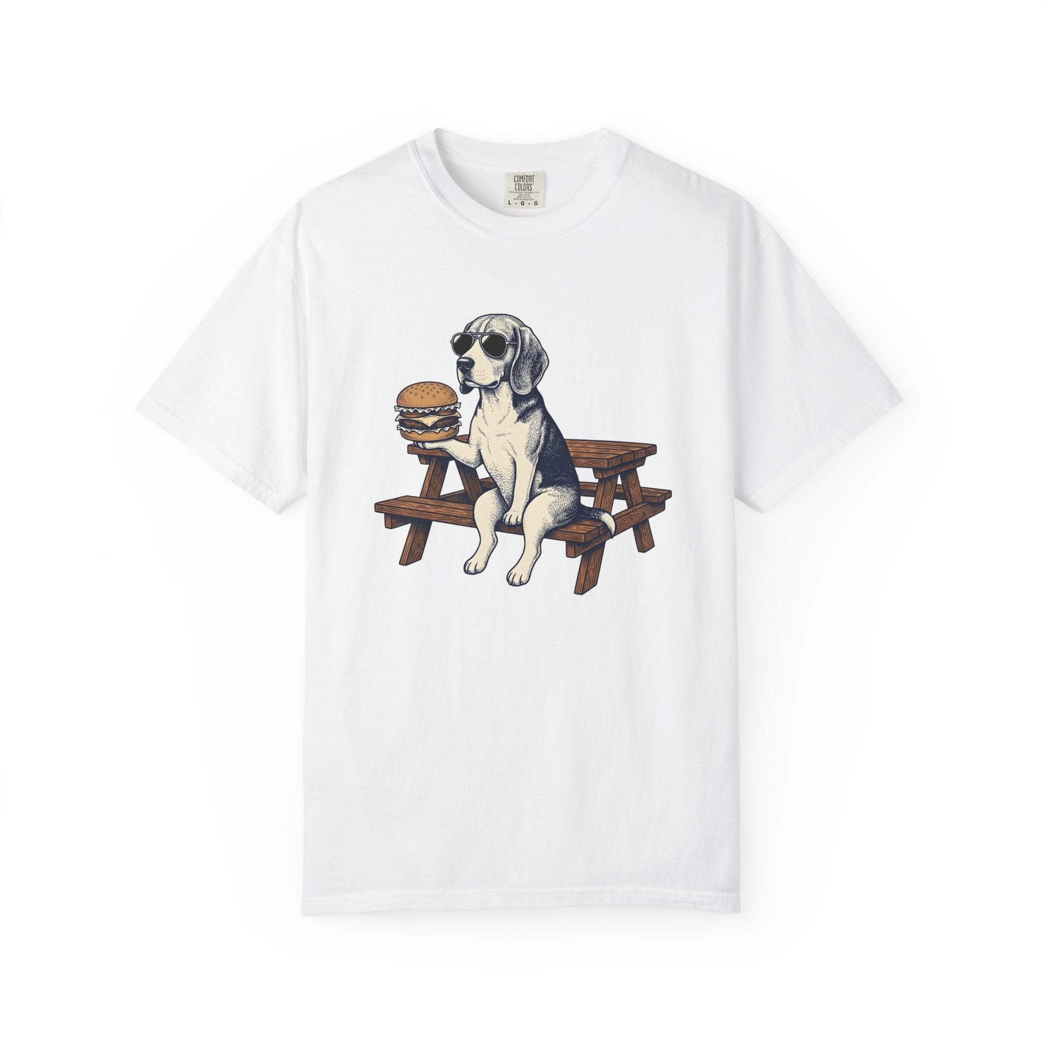 Beagle Dog Shirt Dog Food Gift Women Vintage Tee Hound T-Shirt Dog Fan Retro Tshirt Cuisine Graphic Hand Drawn Hamburger Tshirt