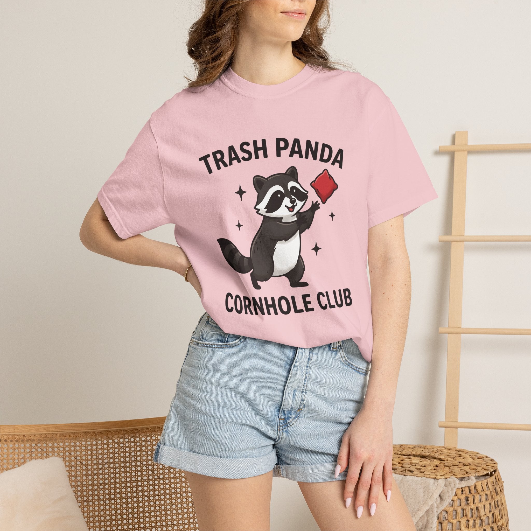 Raccoon Cornhole Shirt Cornhole Wildlife Gift Women Comic Tee Cornhole Boards T-Shirt Cornhole Fan Cartoon Tshirt Animal Graphic Fun Bean