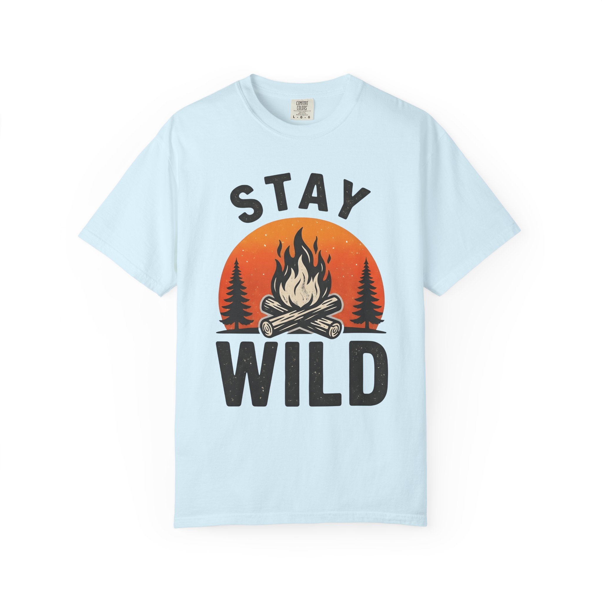 Campfire Graphic Shirt Camping Nature Gift Women Vintage Tee Bonfire T-Shirt Camper Fan Distressed Tshirt Wilderness Graphic Retro Pine