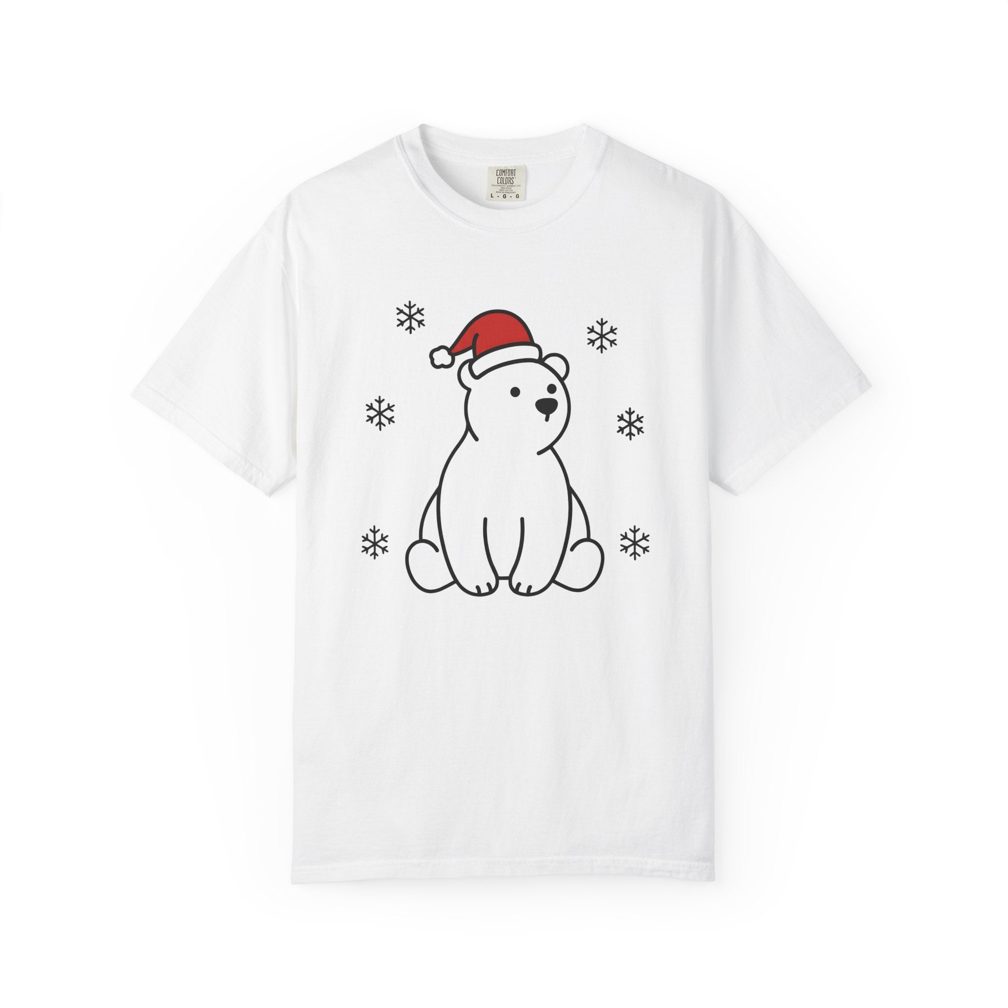 Arctic Bear Shirt Christmas Wildlife Gift Women Adorable Tee Polar Bear T-Shirt Xmas Fan Cute Tshirt Animal Graphic Simple Ice Crystals