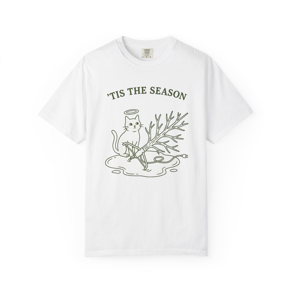 Kitty Tree Shirt Christmas Pet Shop Gift Women Cartoon Tee Cat Tree T-Shirt Xmas Fan Cat Tower Tshirt Store Graphic Sleek Glow Tshirt