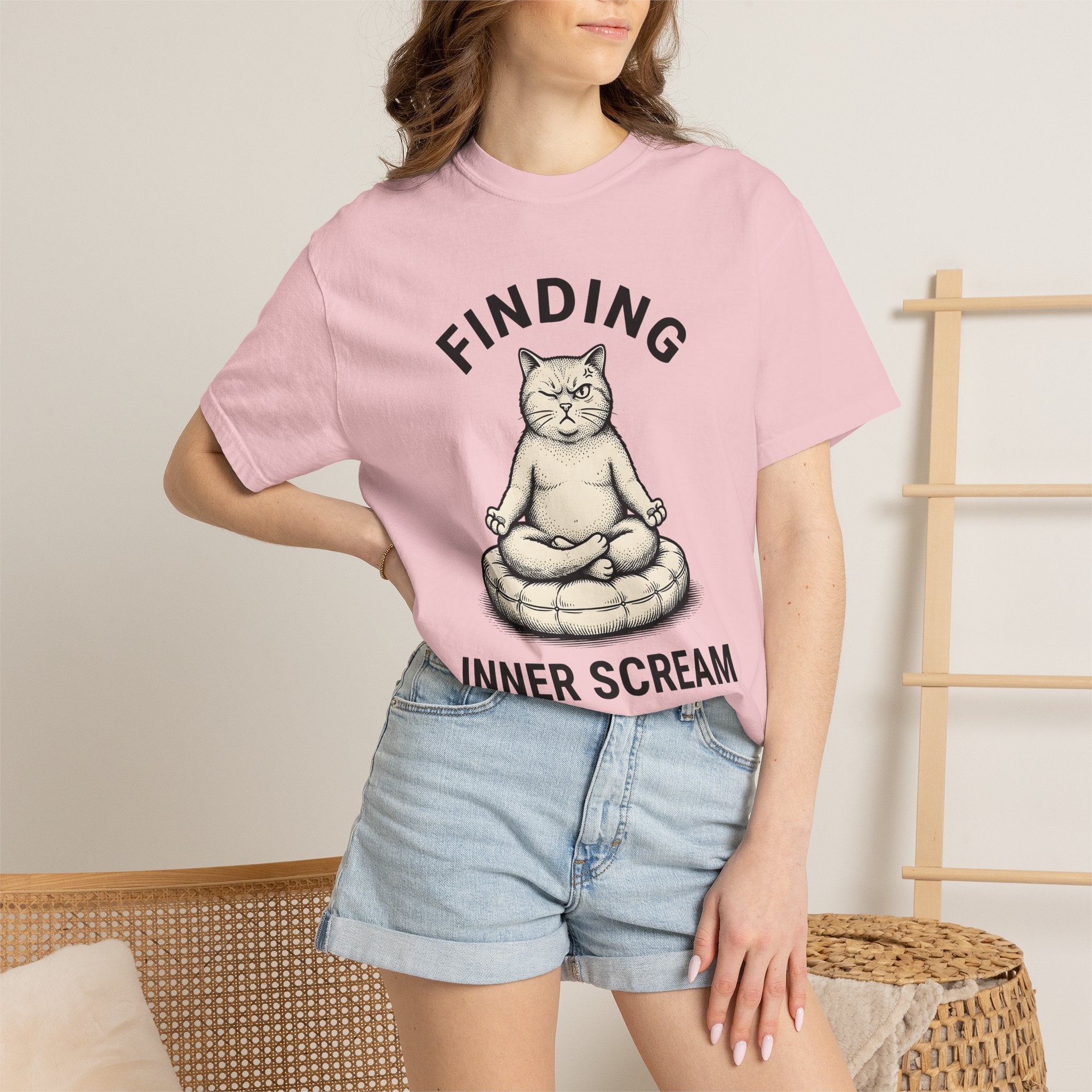 Zen Cat Shirt Cat Fitness Gift Women Retro Tee Kitty T-Shirt Cat Fan Vintage Tshirt Workout Graphic Sketch Pillow Tshirt