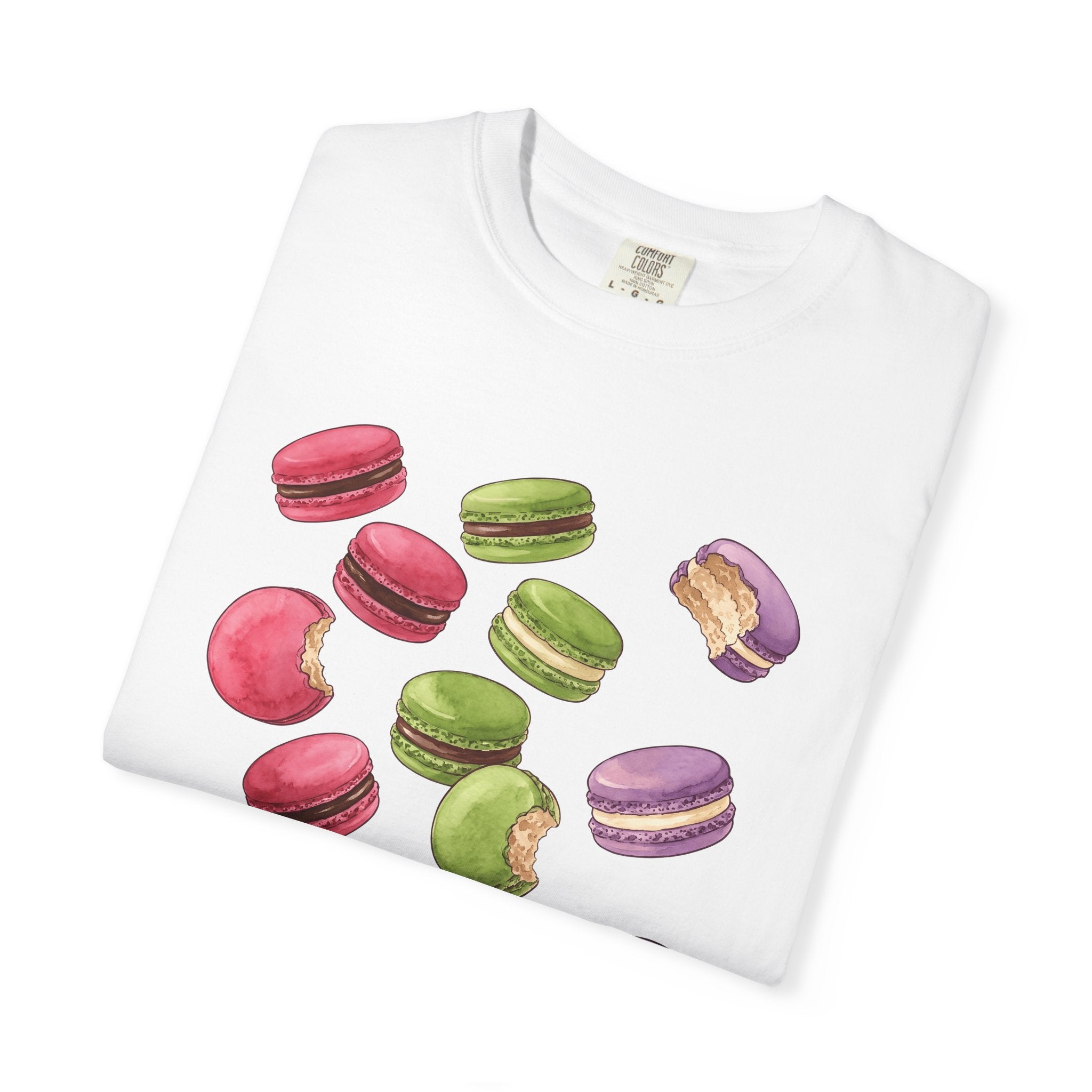 Macaron Design Shirt Desserts Pastry Gift Women Ink Tee Macaron T-Shirt Dessert Fan Tattoo Tshirt Confectionery Graphic Sketch Bite Tshirt