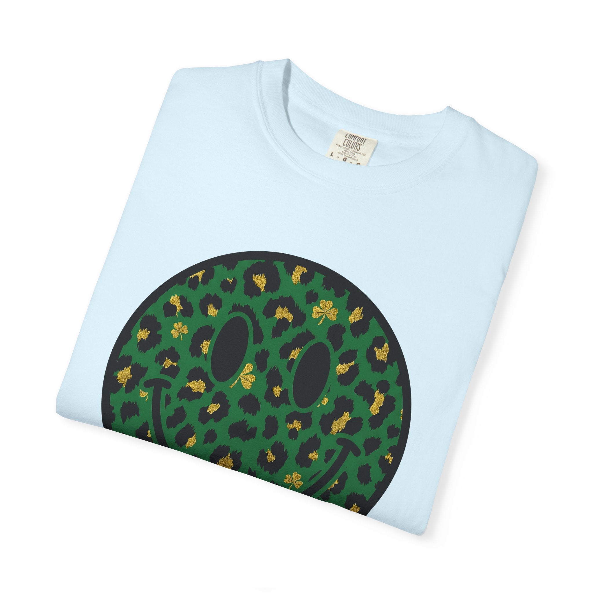 Smiley Face Shirt St Patrick's Day Animal Print Gift Women Leopard Print Tee Smiley T-Shirt St Patricks Fan Animal Print Graphic Tshirt