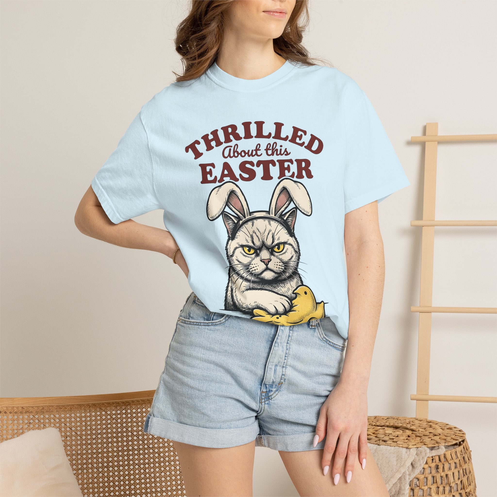 Grumpy Cat Bunny Ears Shirt Easter Humor Gift Women Vintage Tee Grumpy Cat T-Shirt Easter Fan Retro Tshirt Funny Graphic Hand Drawn