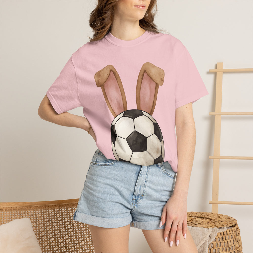 Soccer Ball Bunny Ears Shirt Easter Sports Gift Women Watercolor Tee Bunny T-Shirt Easter Fan Football Tshirt Athletic Graphic Hand Drawn