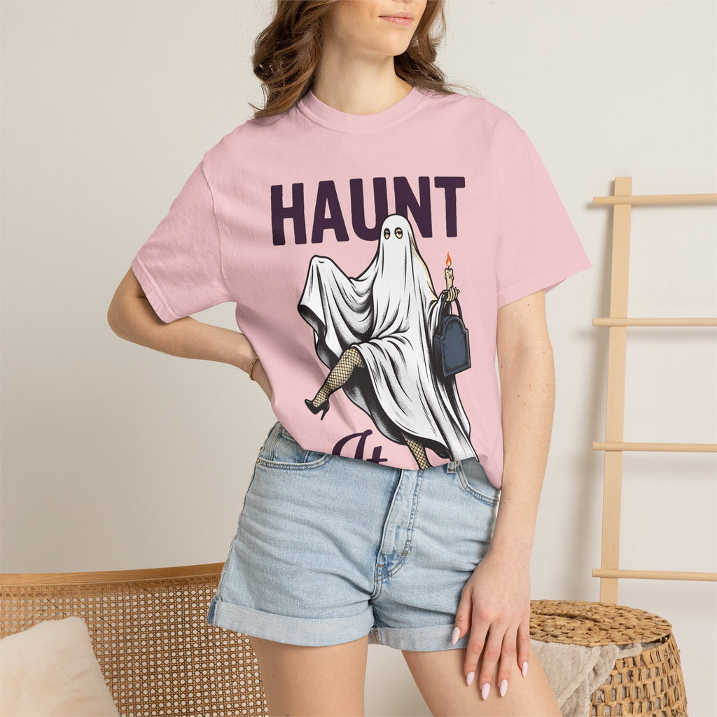 Ghost Dress Shirt Halloween Fright Gift Women Classic Tee Specter T-Shirt Vintage Tshirt Scary Graphic Outline Candlelight Tshirt