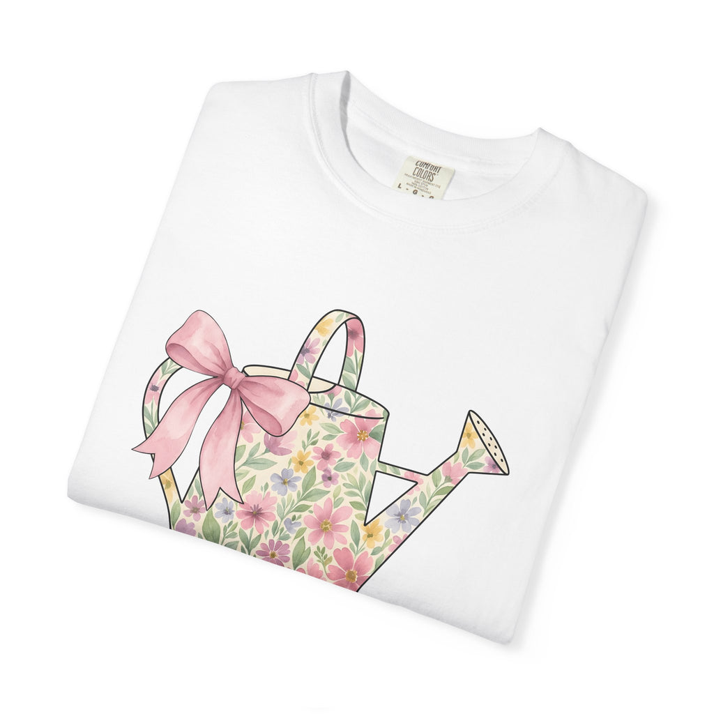 Floral Watering Can Shirt Easter Spring Gift Women Watercolor Tee Watering Can T-Shirt Easter Fan Watercolour Tshirt Spring Design Hand