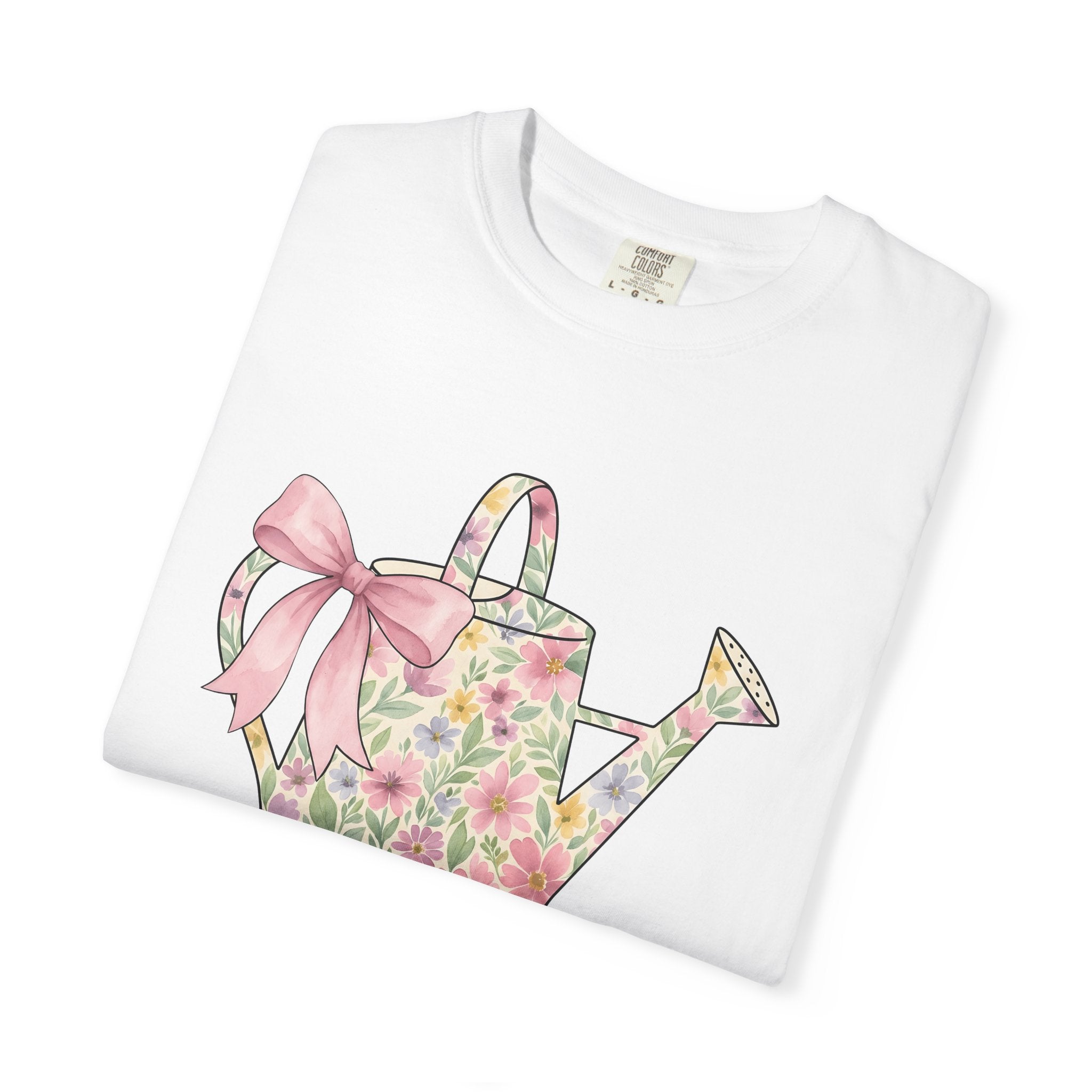 Floral Watering Can Shirt Easter Spring Gift Women Watercolor Tee Watering Can T-Shirt Easter Fan Watercolour Tshirt Spring Design Hand