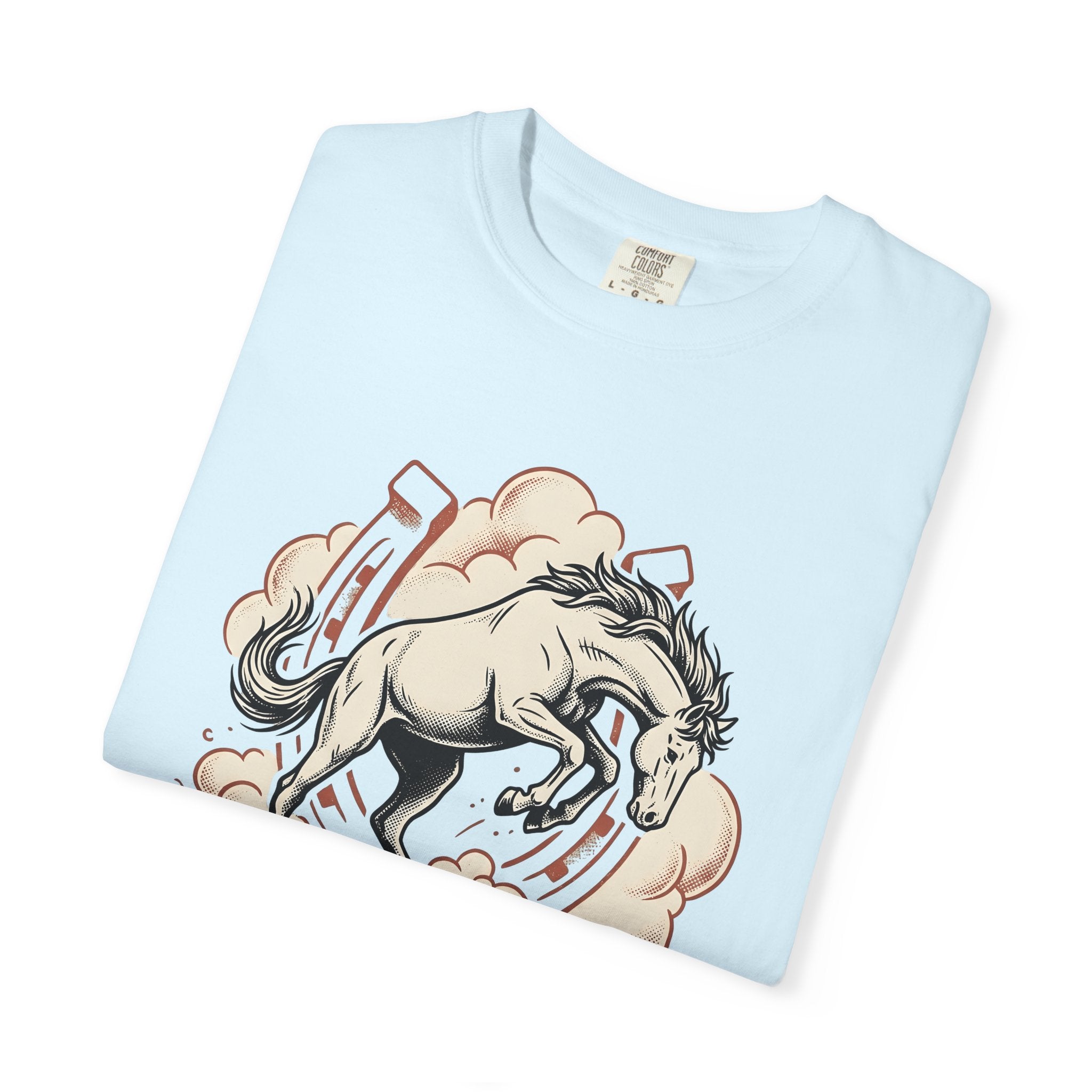 Bucking Horse Shirt Cowgirl Rodeo Gift Women Western Tee Bronco T-Shirt Cowgirl Fan Western Art Tshirt Rodeo Graphic Vintage Horseshoe